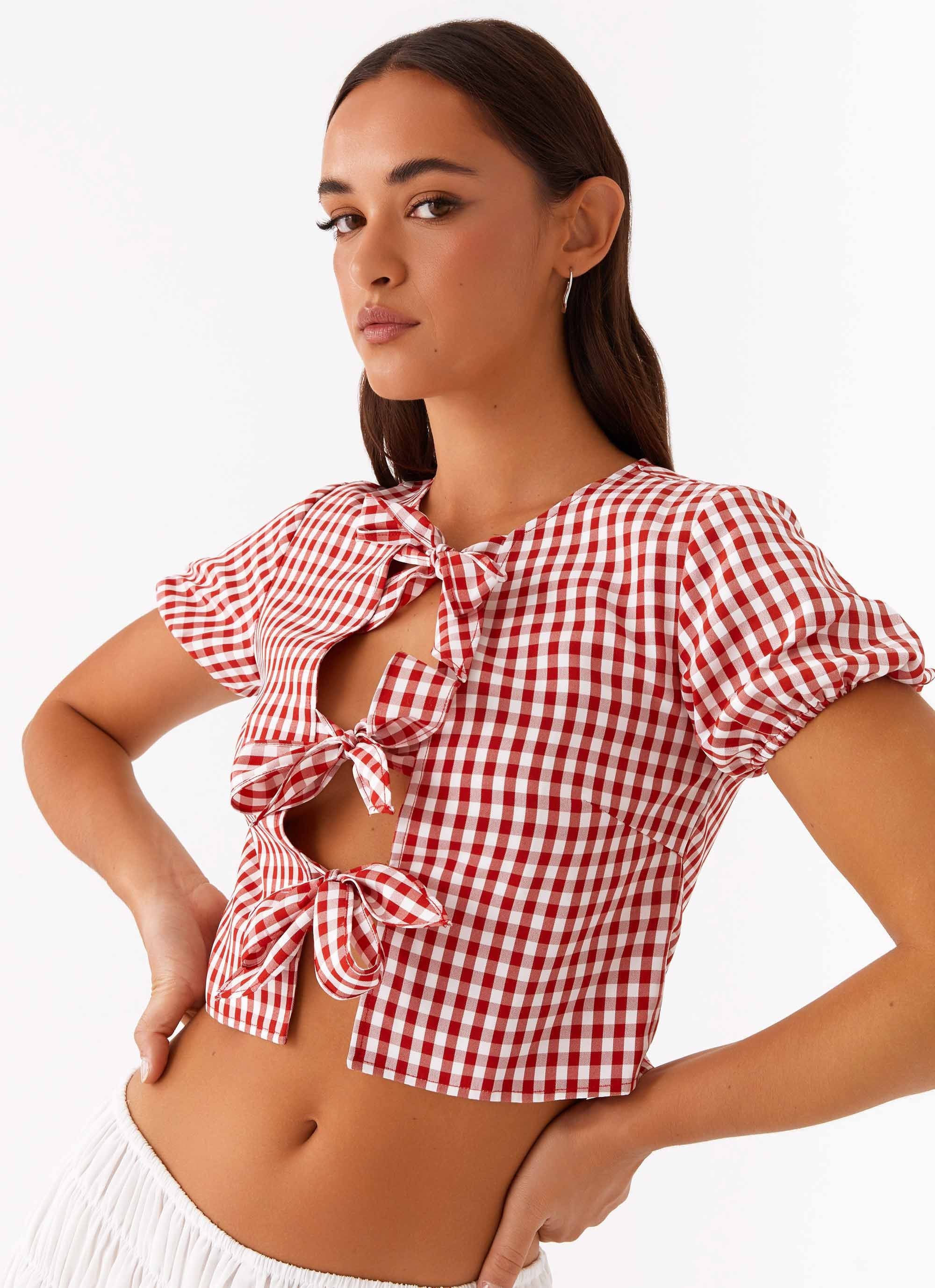 Pandora Blouse - Red Gingham - Image 5