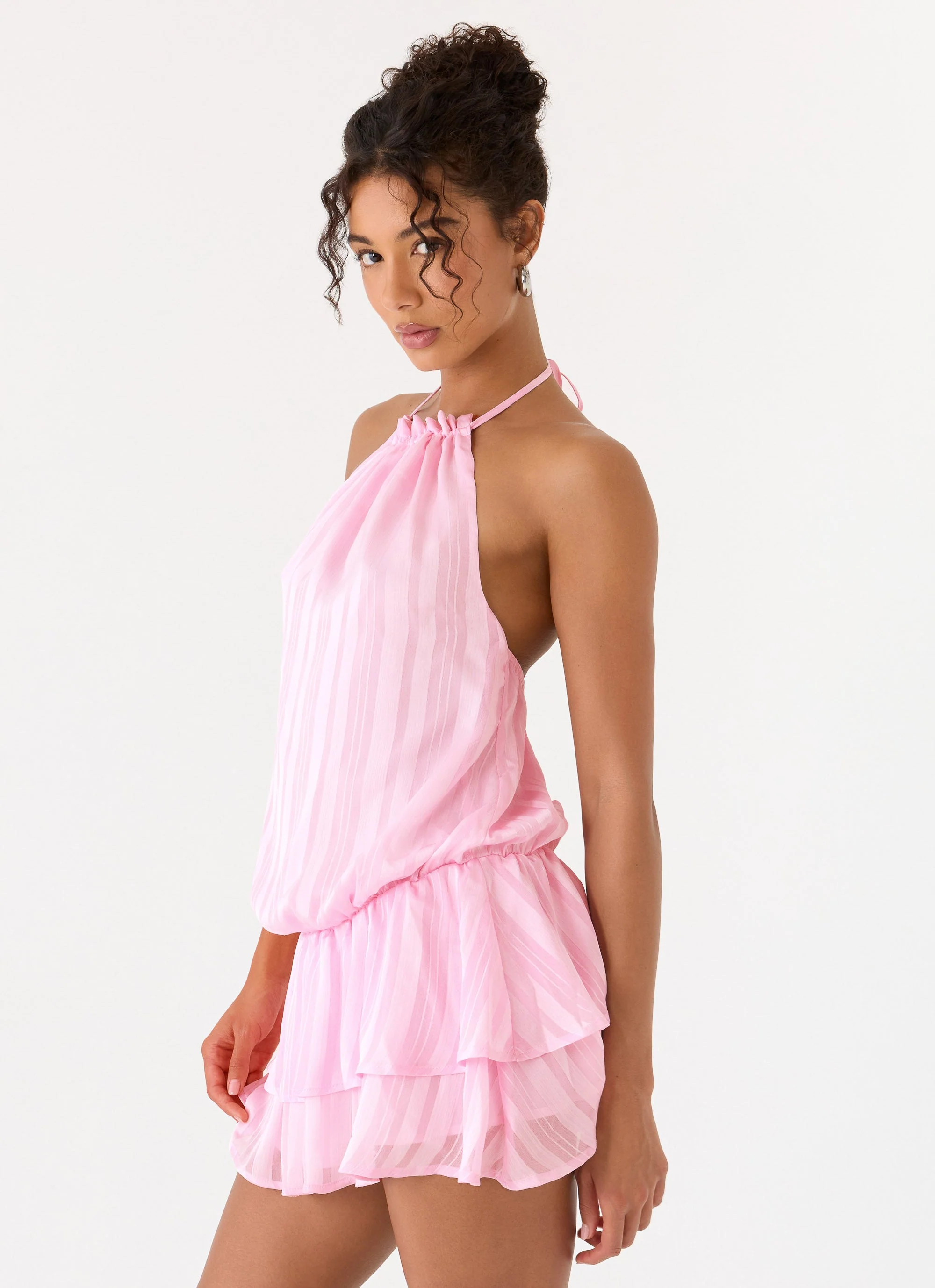 Parade Halter Mini Dress - Pink - Image 3