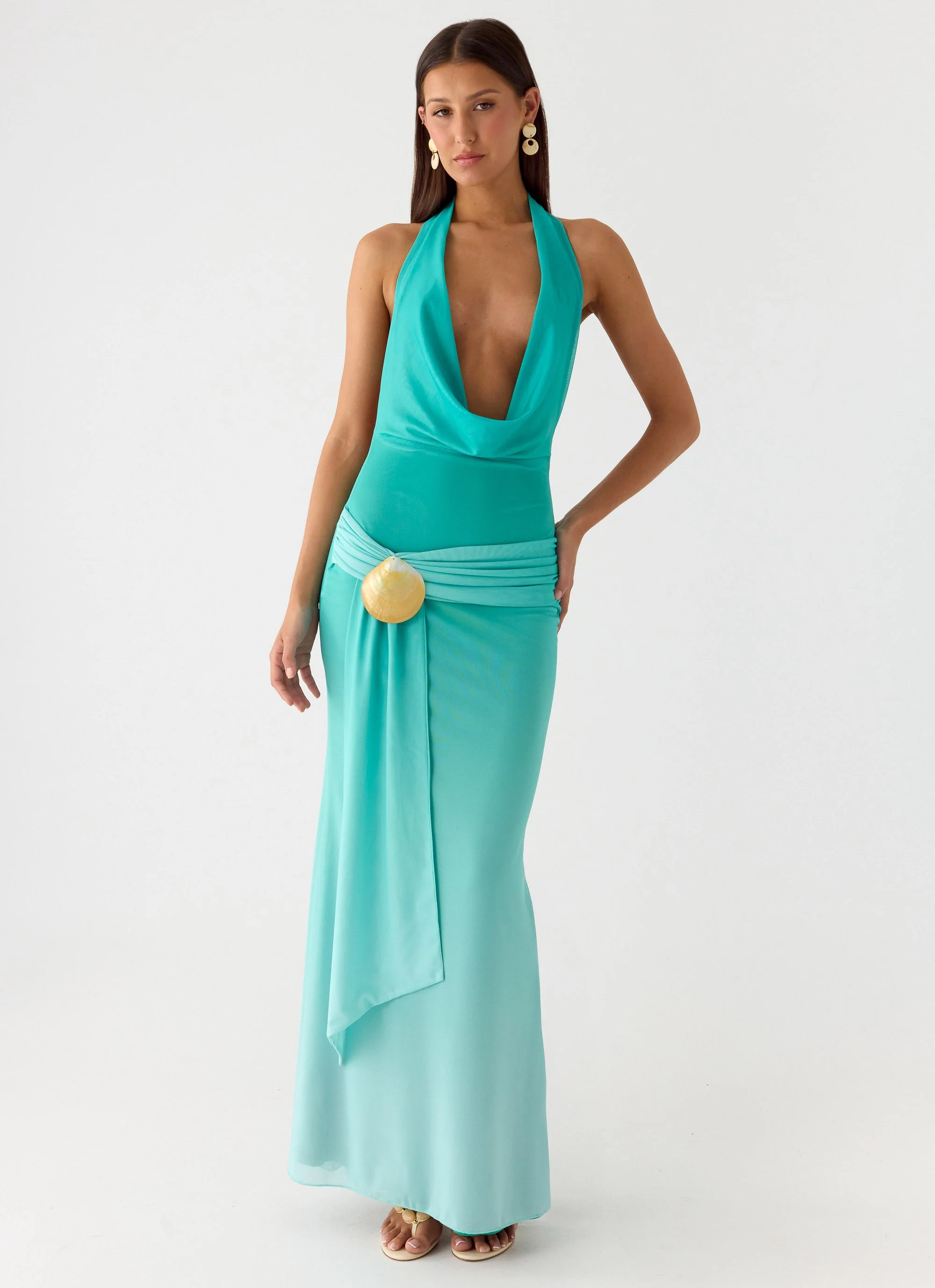 Paradox Shell Maxi Dress - Mint Ombre - Image 5