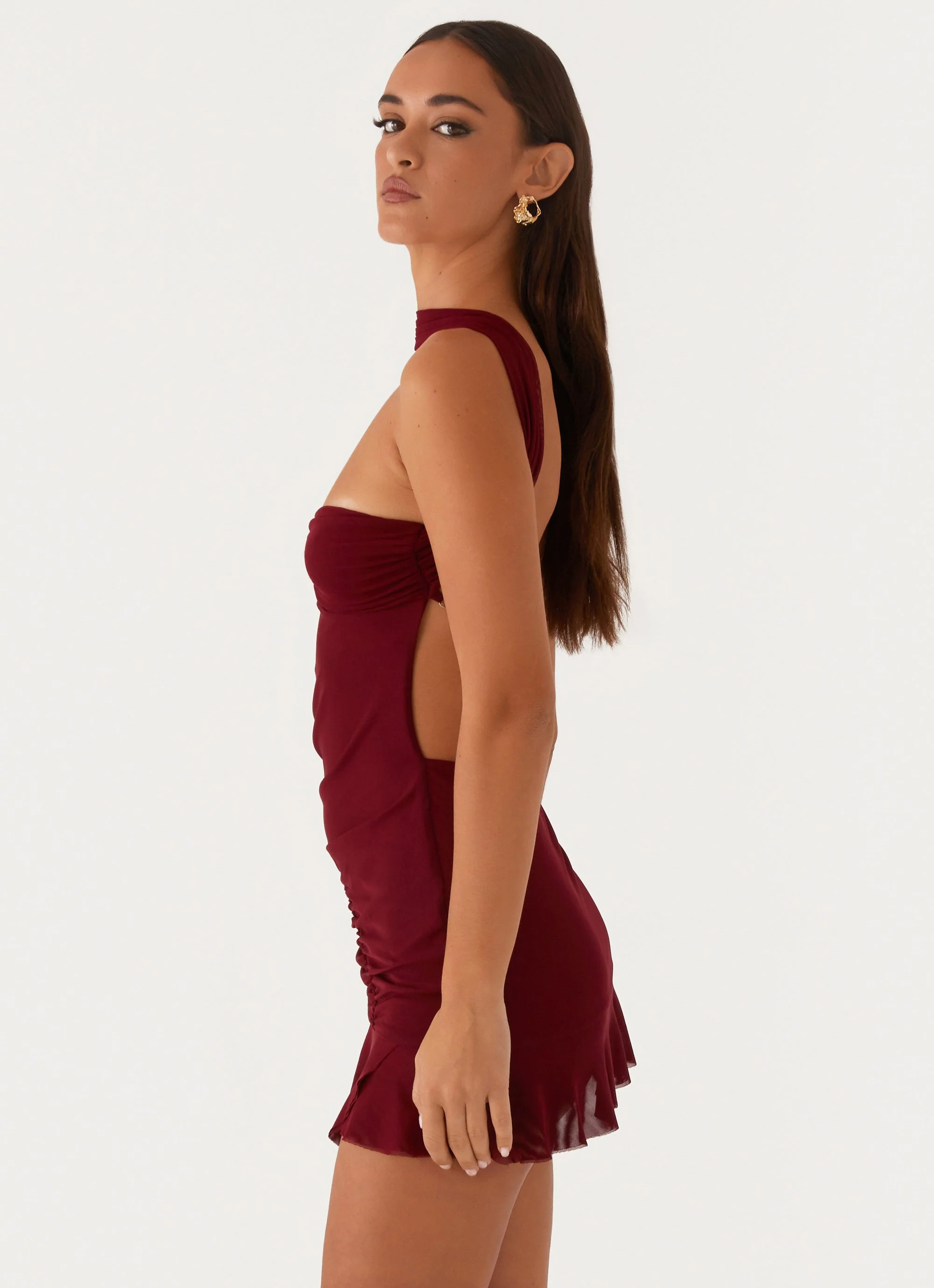 Pari Open Back Mini Dress - Mulberry - Image 4