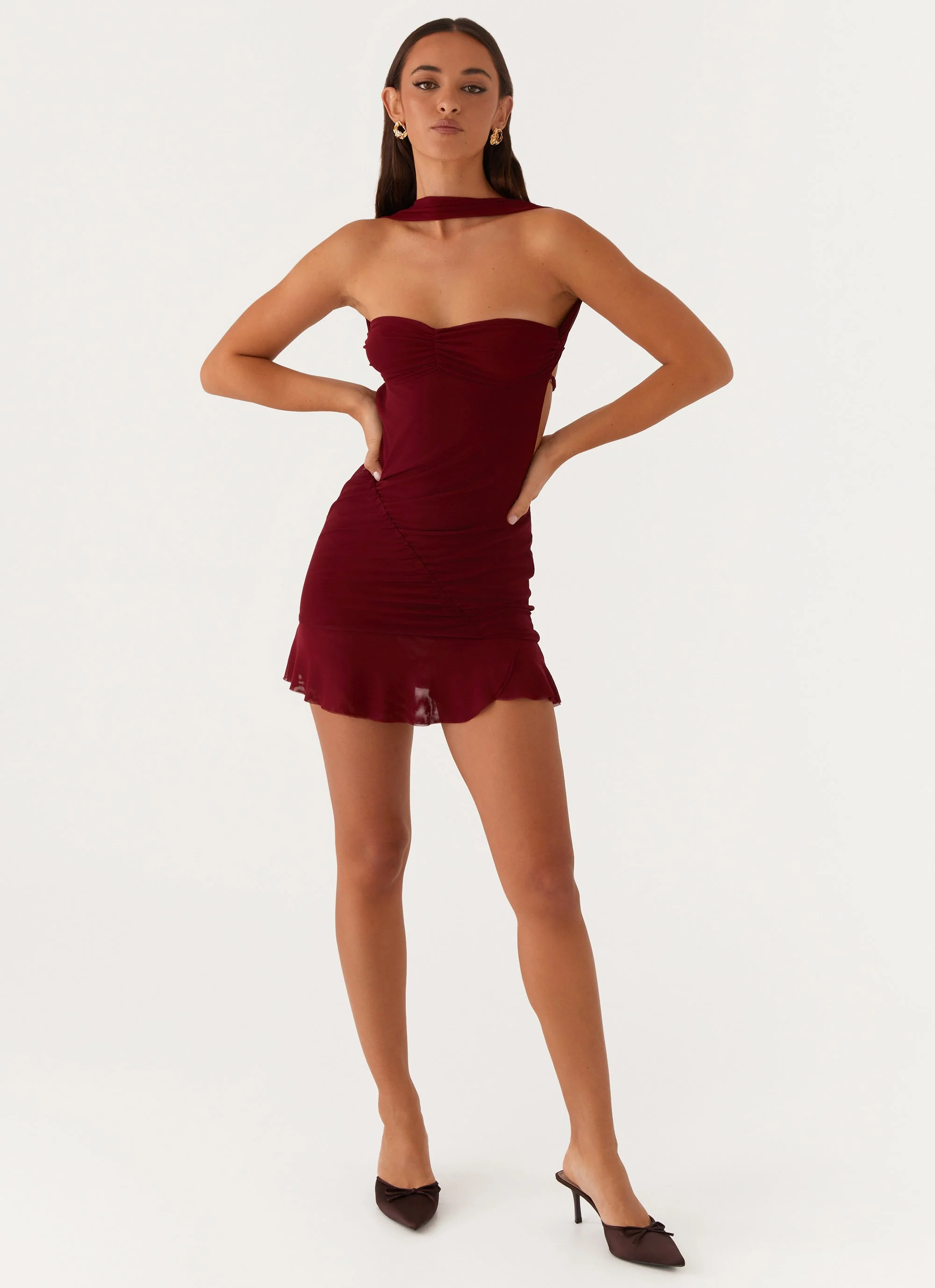 Pari Open Back Mini Dress - Mulberry - Image 6