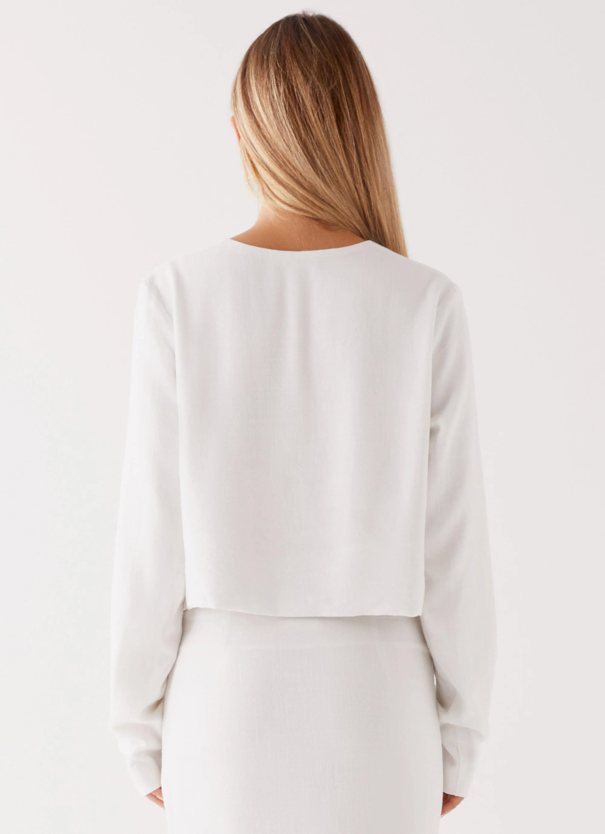 Parker Linen Knotted Top - White - Image 4