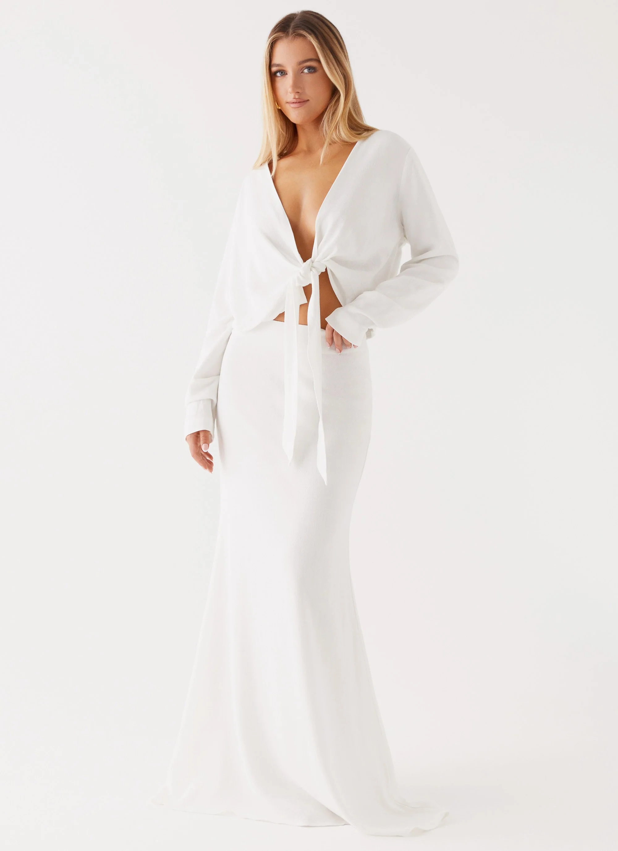 Parker Linen Knotted Top - White - Image 5