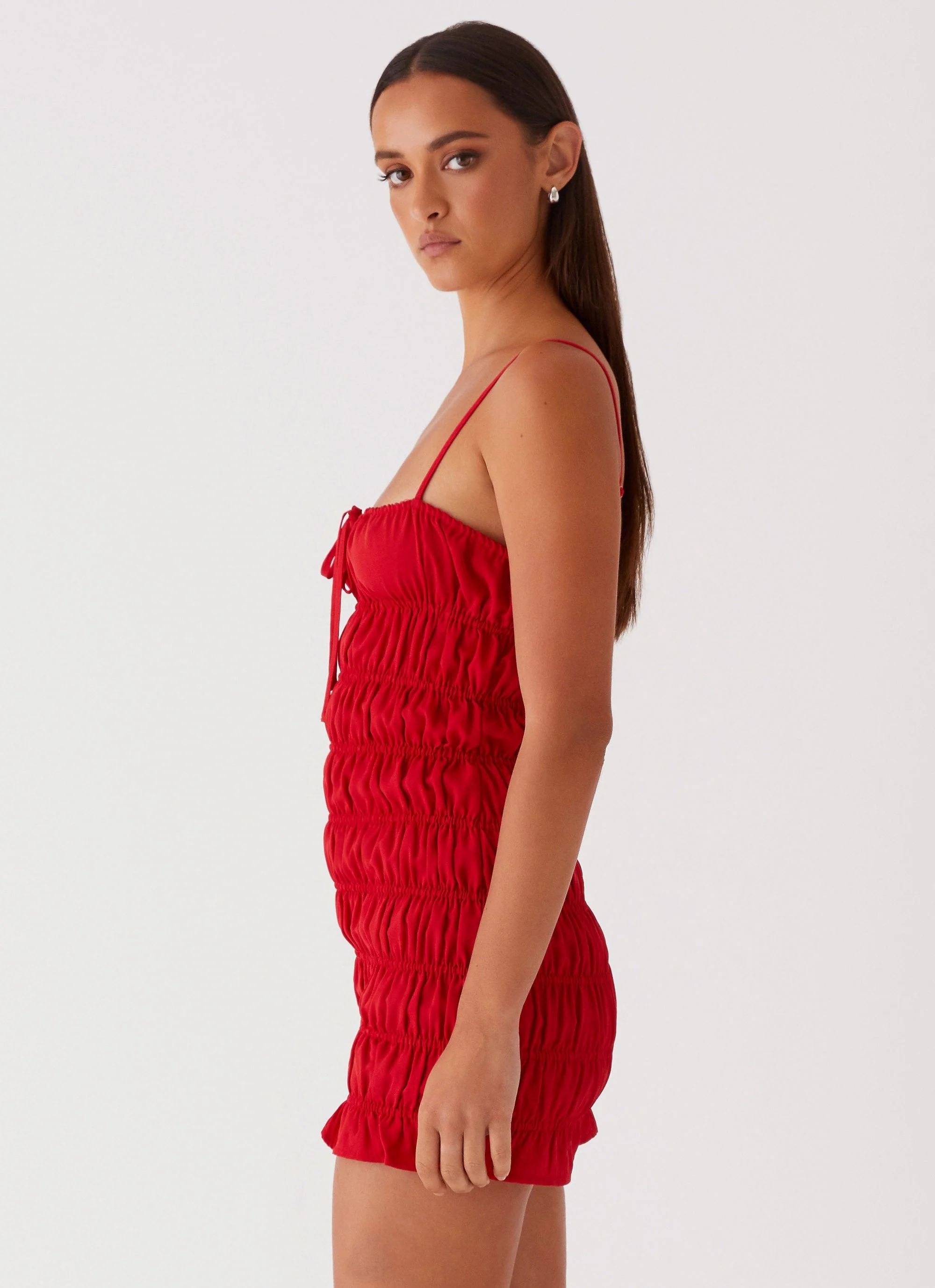 Part Timer Ruched Mini Dress - Red - Image 3