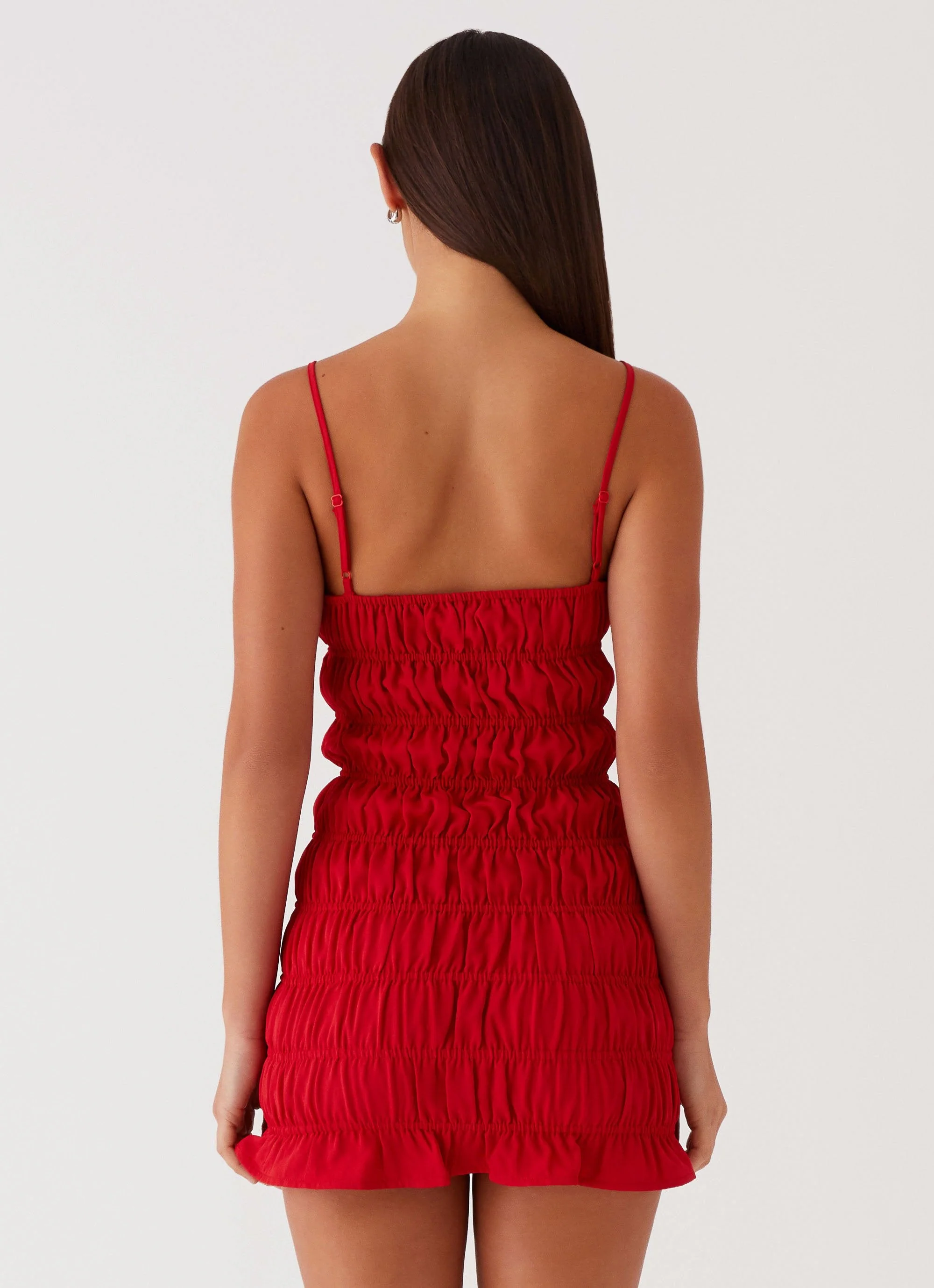 Part Timer Ruched Mini Dress - Red - Image 4