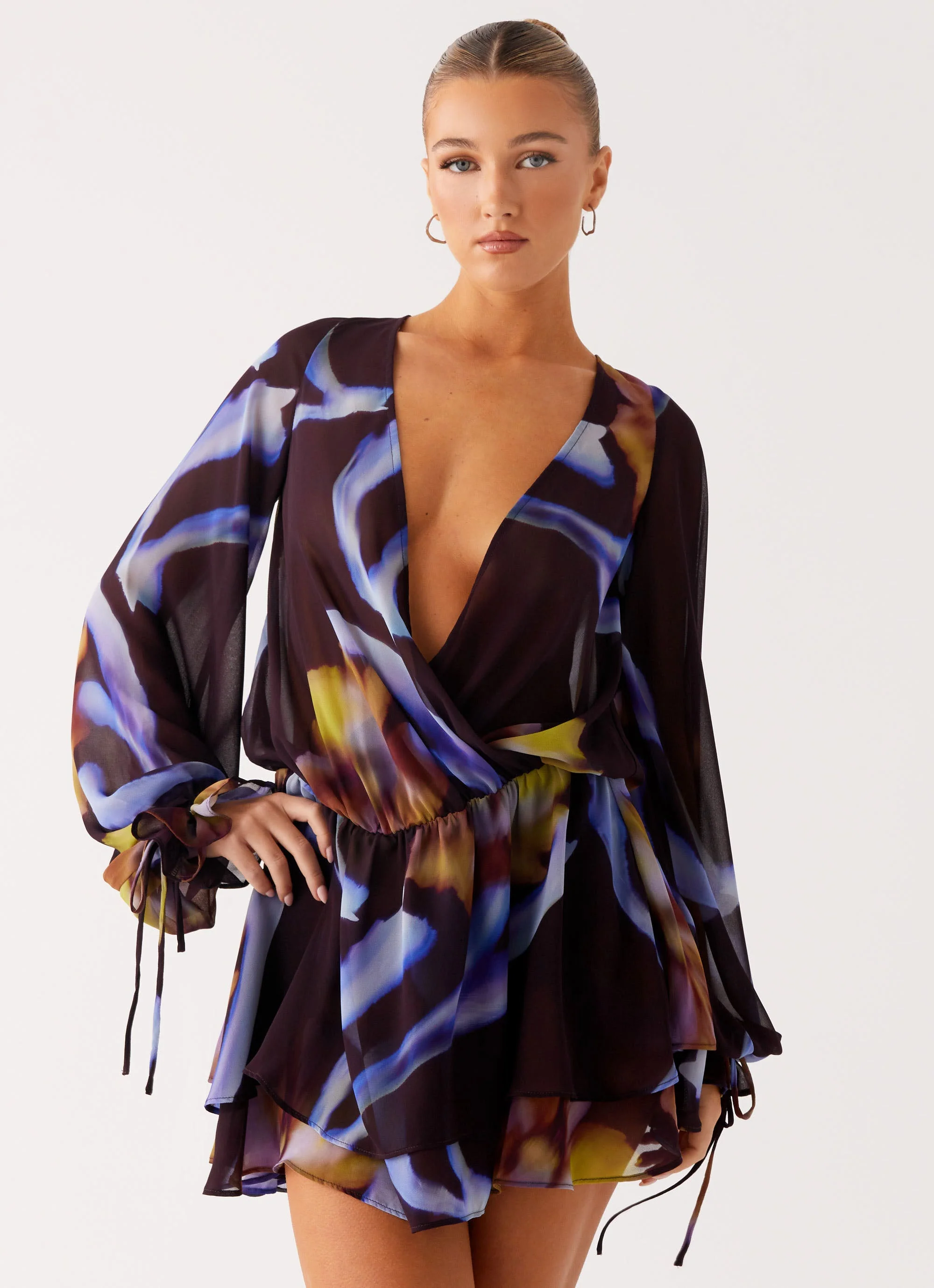 Passion Long Sleeve Mini Dress - Dark Floral - Image 6