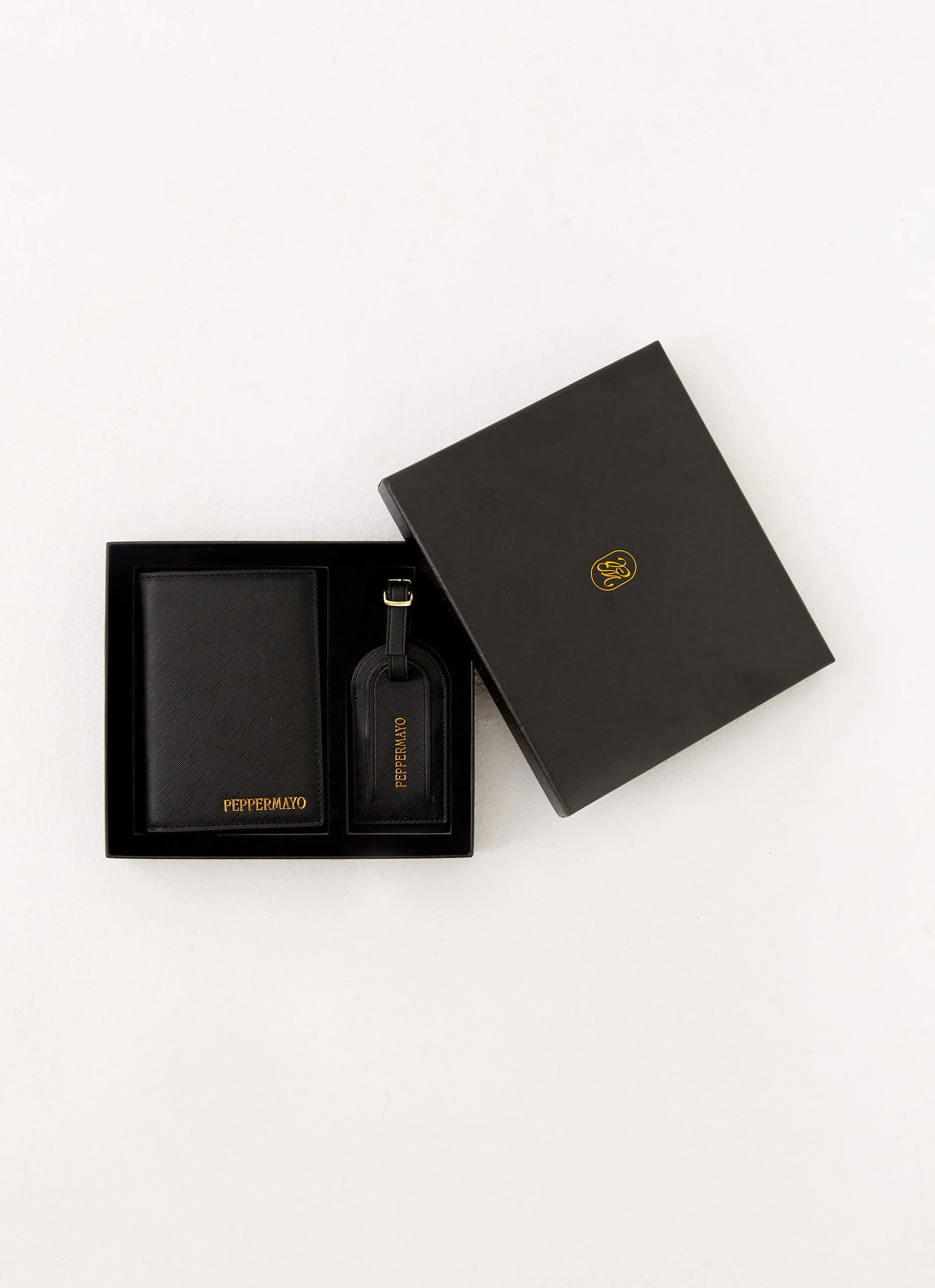 Passport Holder & Luggage Tag Set - Black - Image 2
