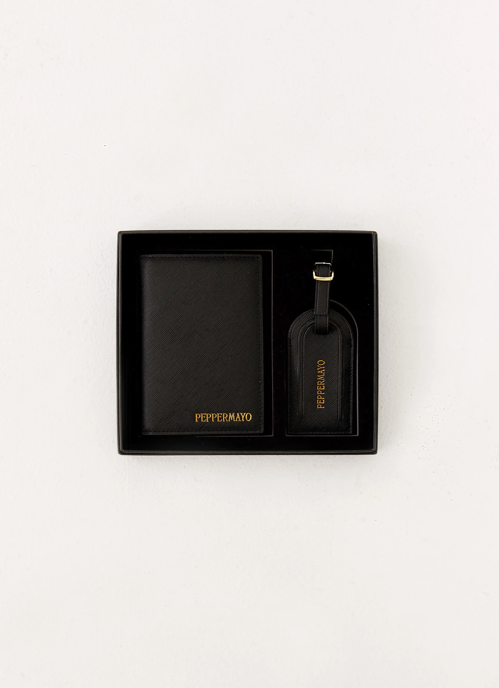 Passport Holder & Luggage Tag Set - Black - Image 3