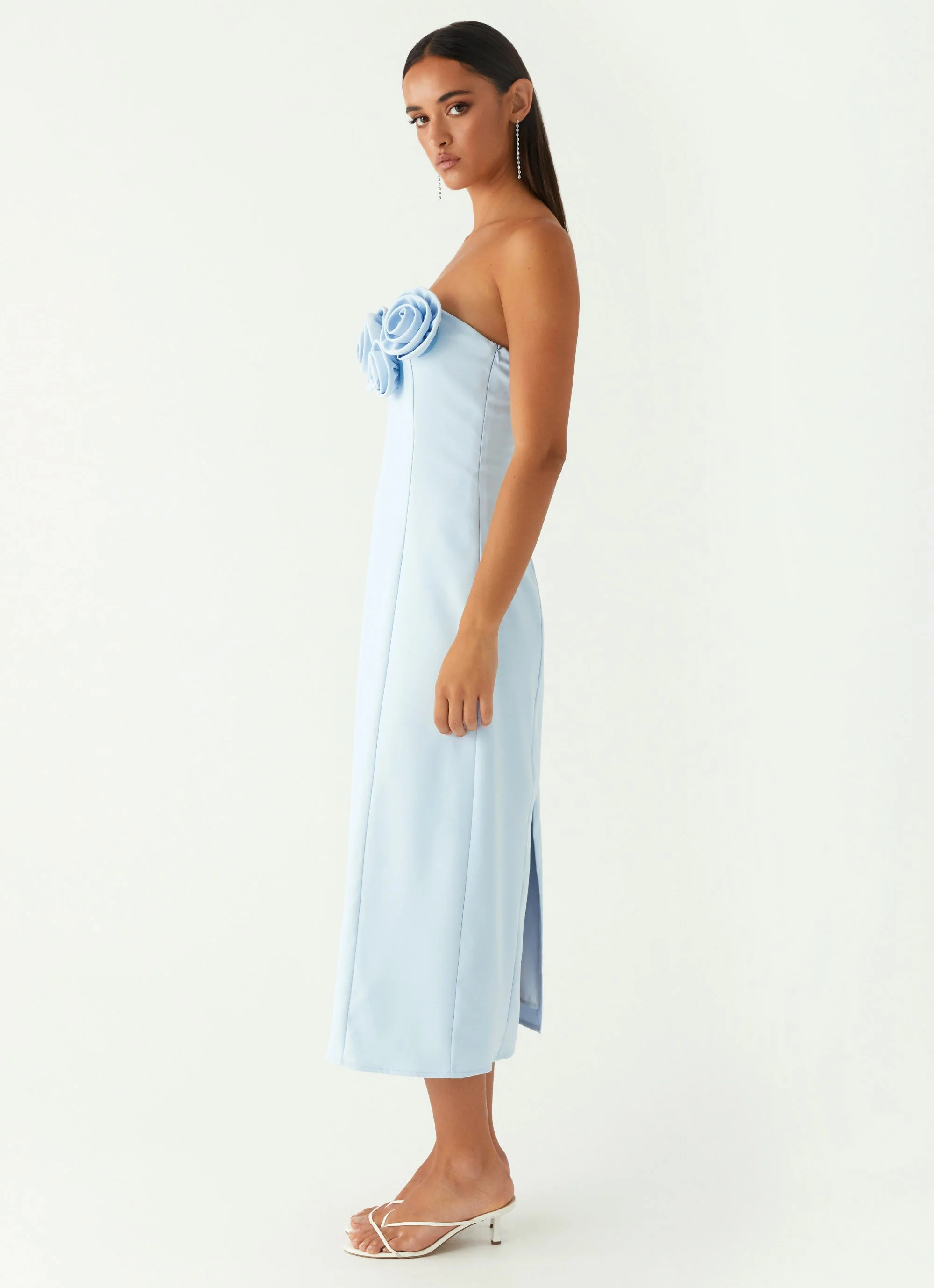 Patsie Strapless Midi Dress - Blue - Image 3