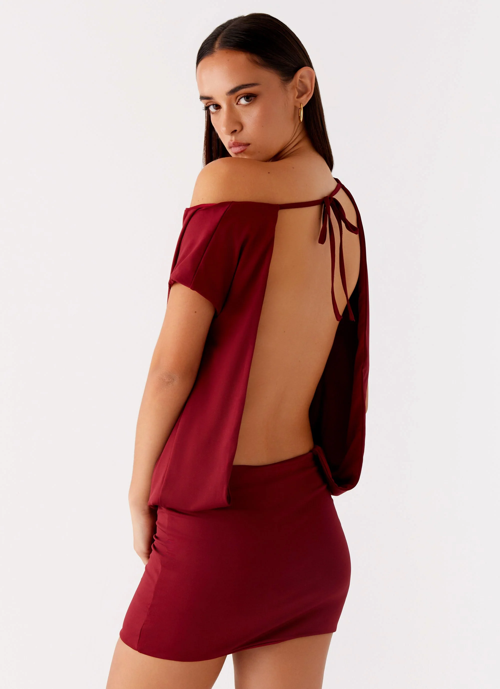Paulie Mini Dress - Maroon - Image 4
