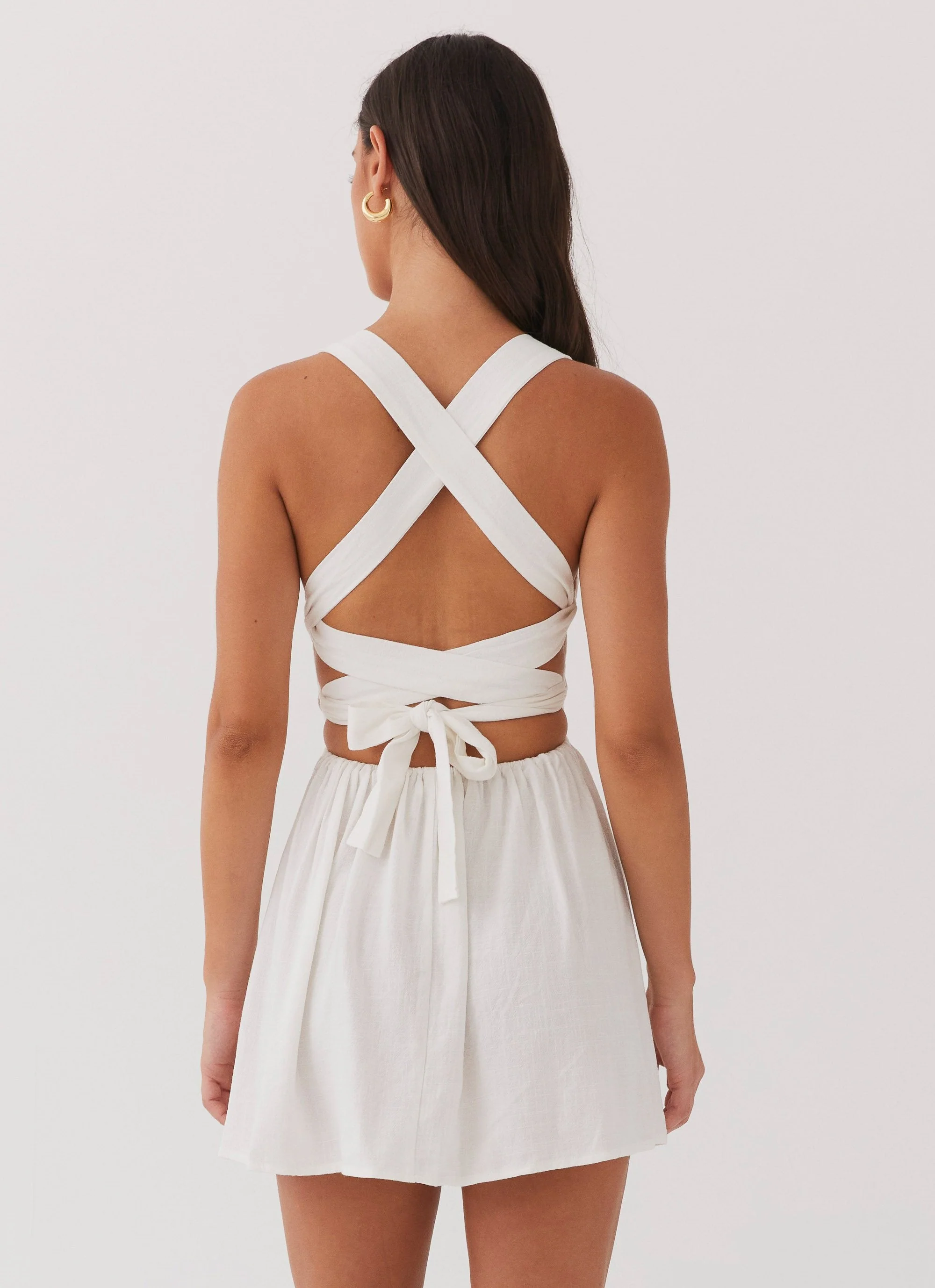 Penelope Linen Mini Dress - Ivory - Image 3