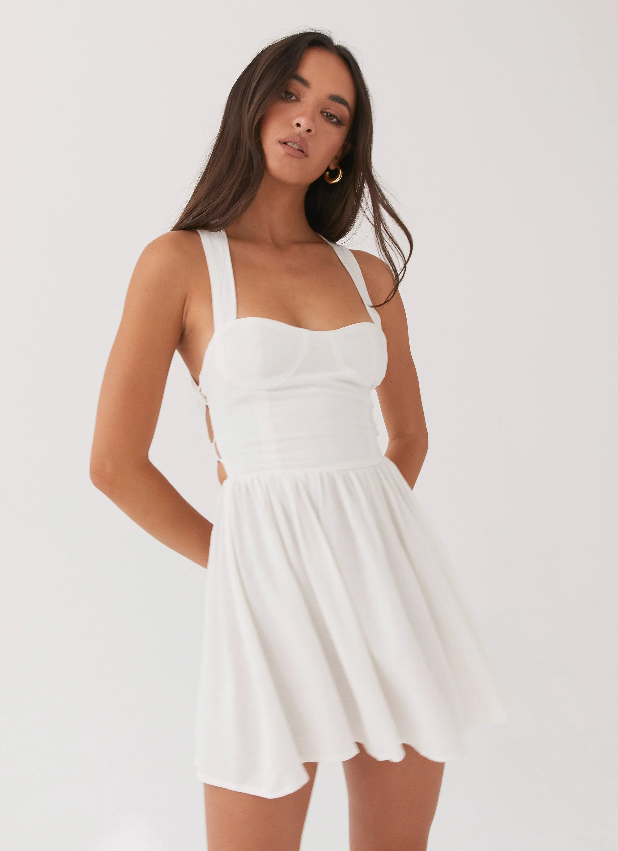Penelope Linen Mini Dress - Ivory - Image 7