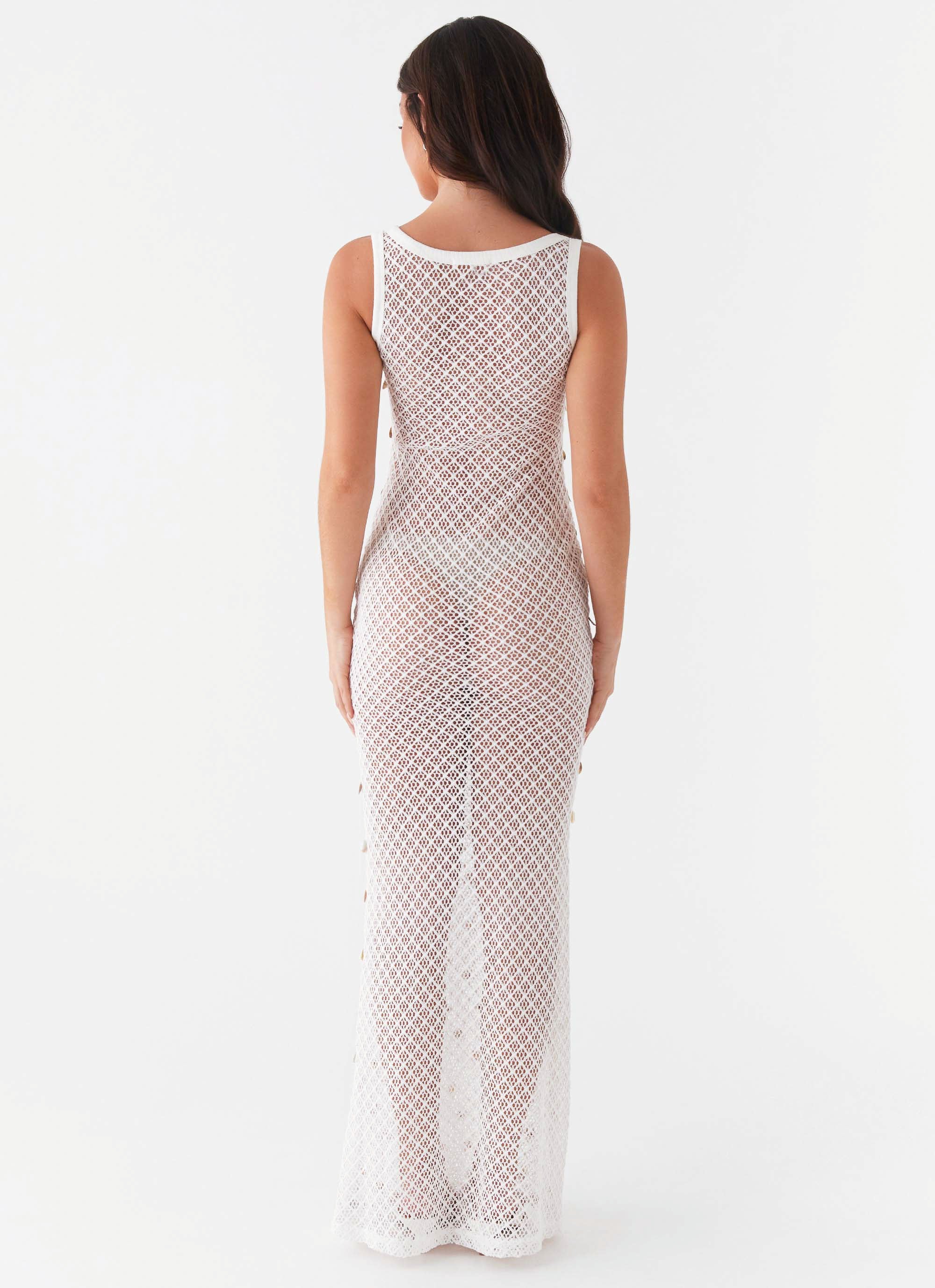 Penida Shell Knit Maxi Dress - White - Image 3