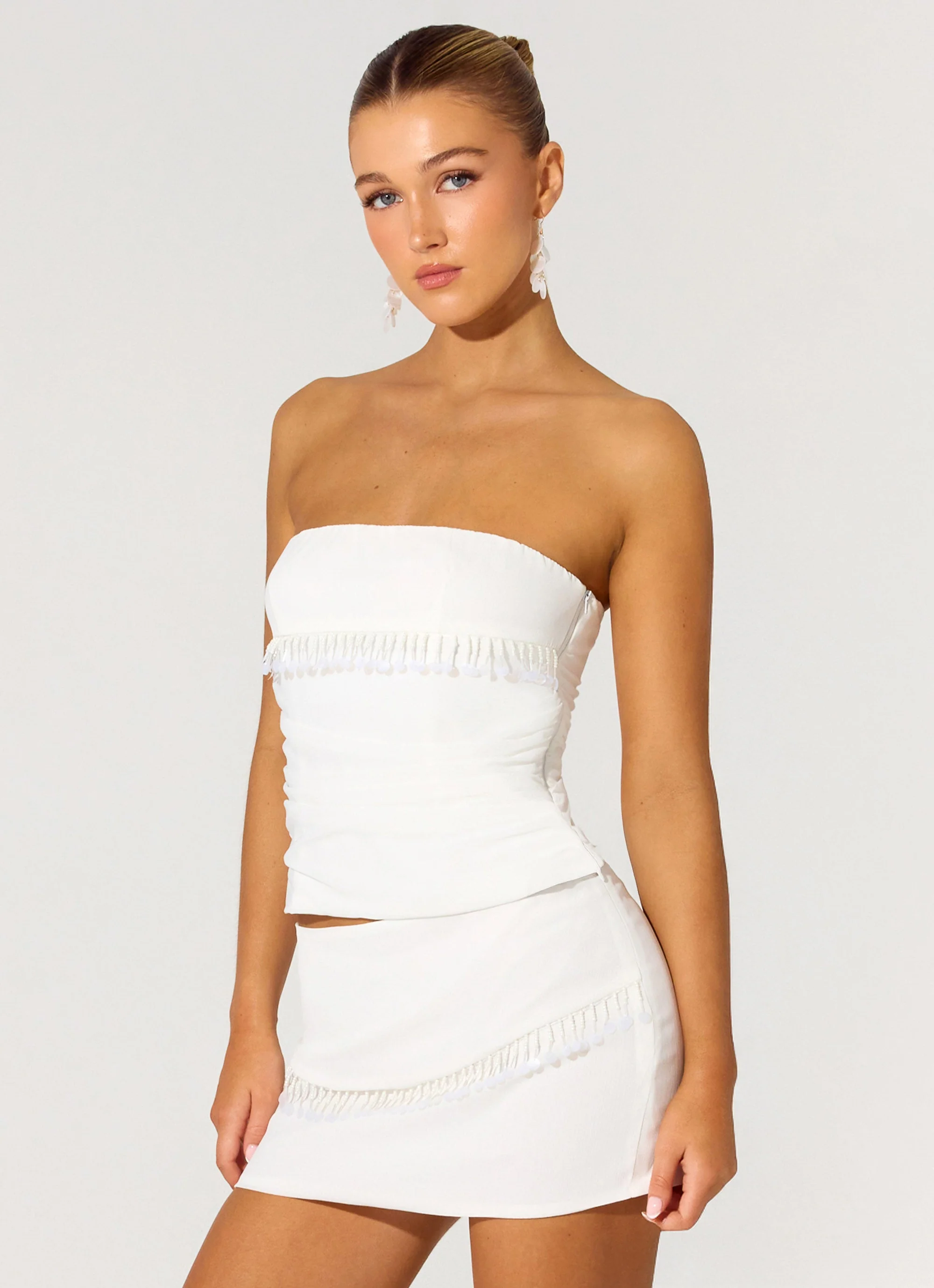 Perfect Celebrity Beaded Mini Skirt - White - Image 7