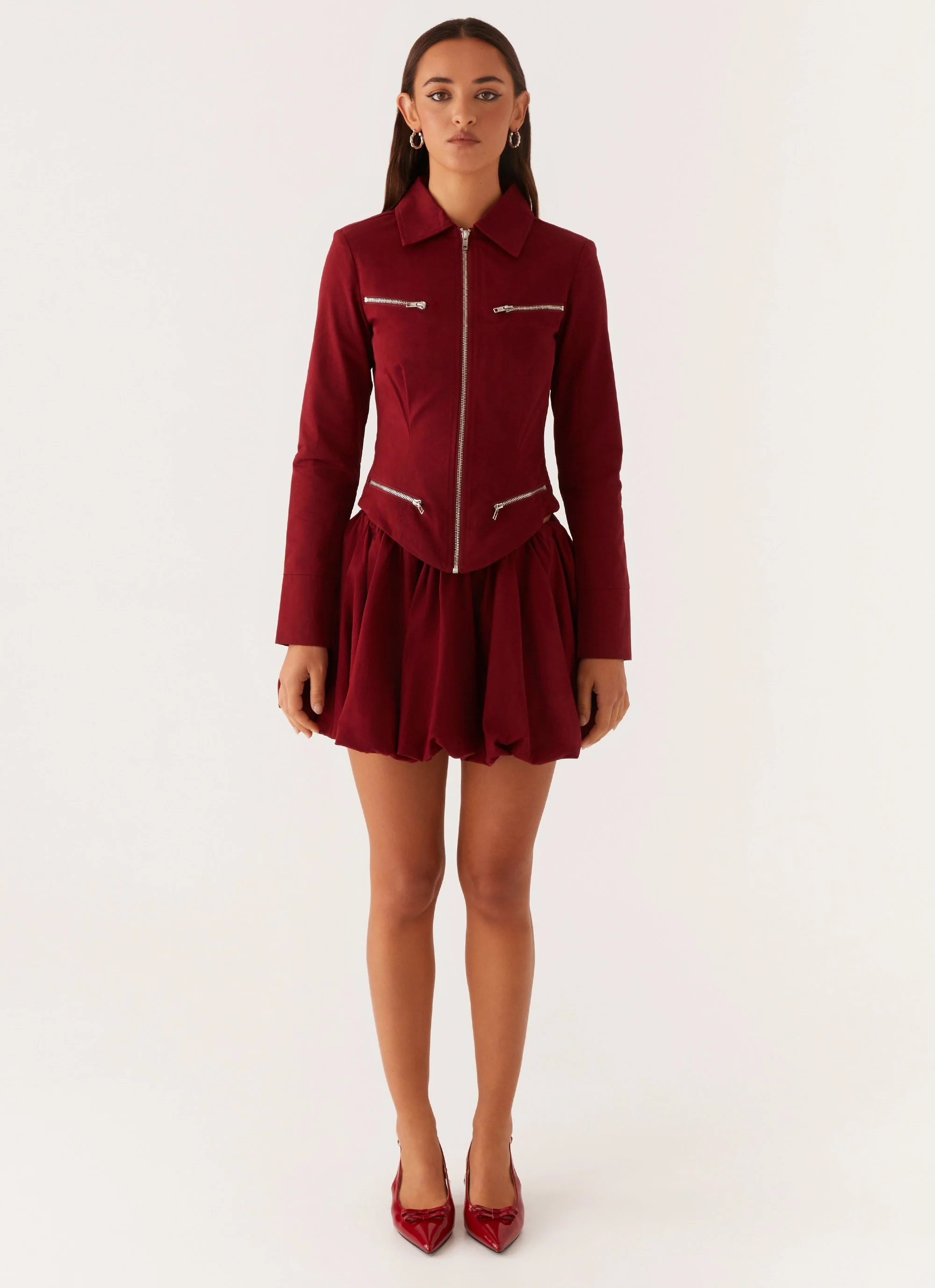 Petra Fitted Zip Top - Mulberry - Image 2