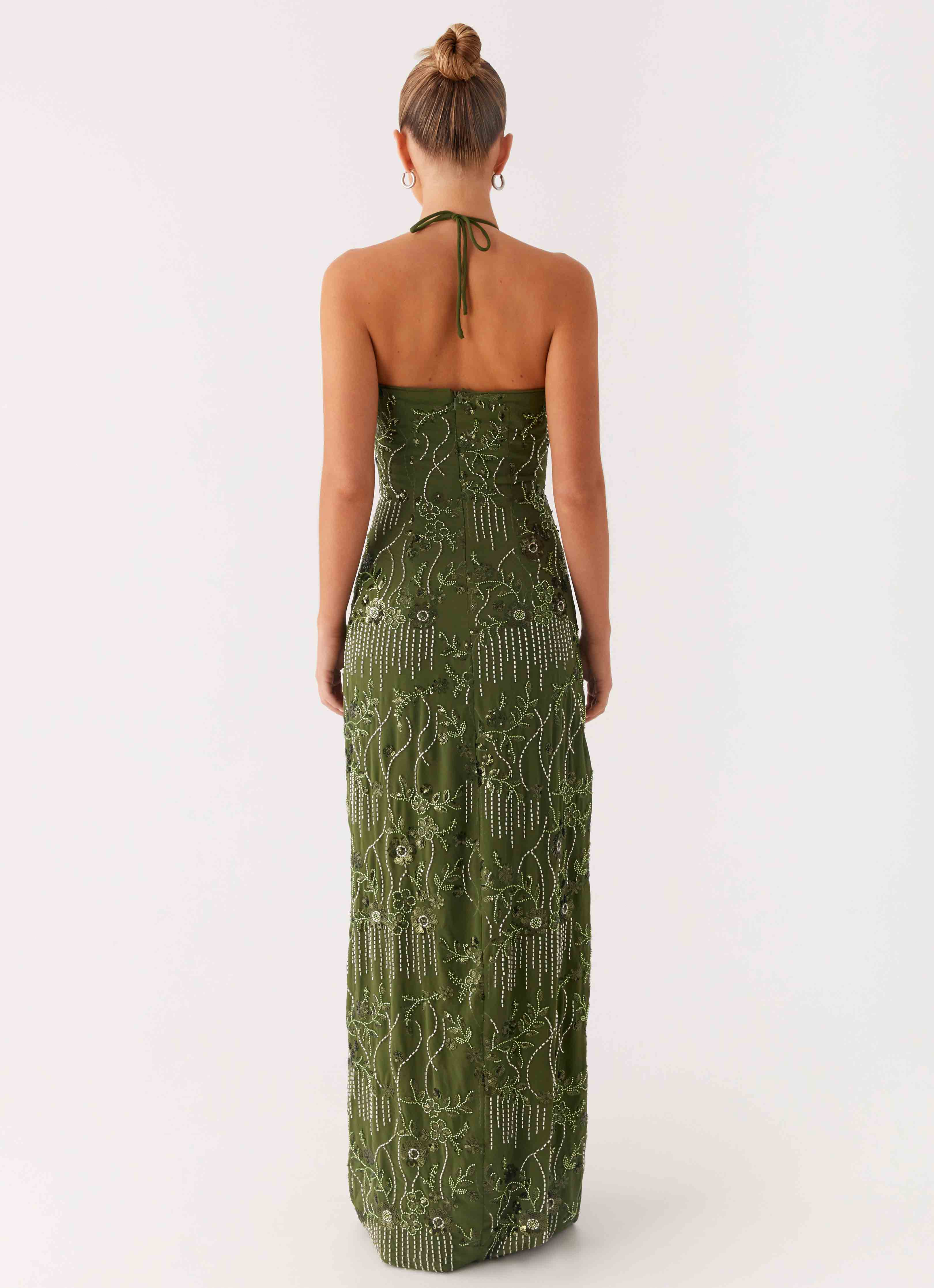 Phoenicia Beaded Maxi Dress - Khaki - Image 4