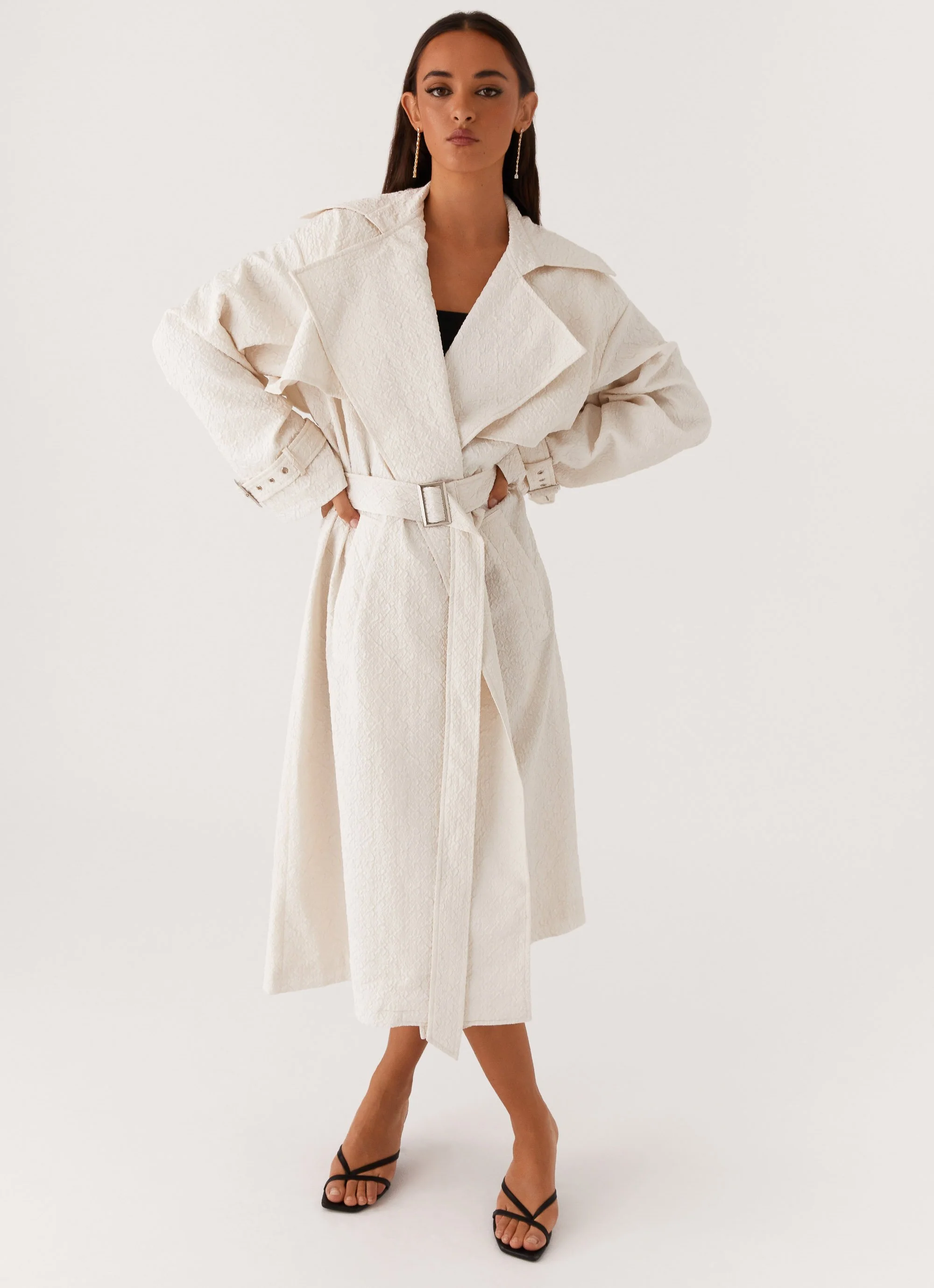 Phoenix Oversized Trench Coat - Ivory - Image 3
