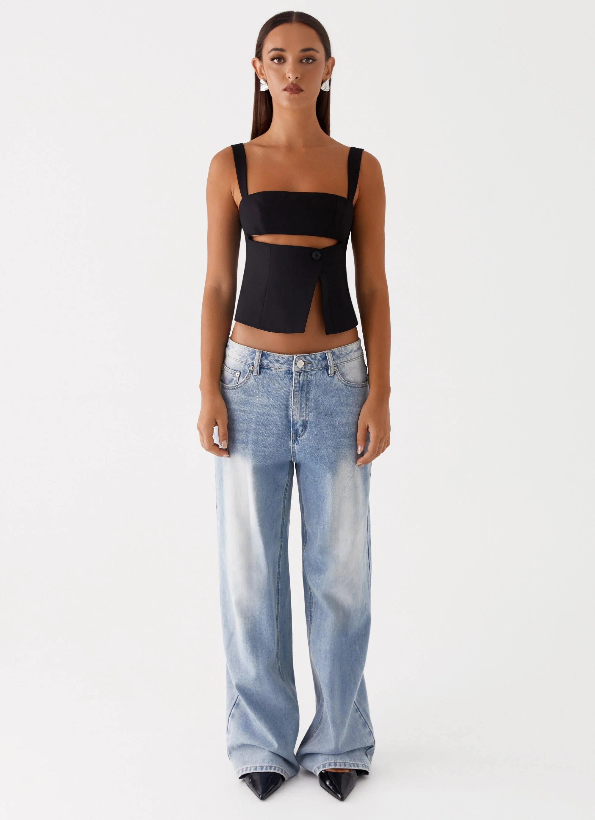 Pia Cut Out Top - Black - Image 2