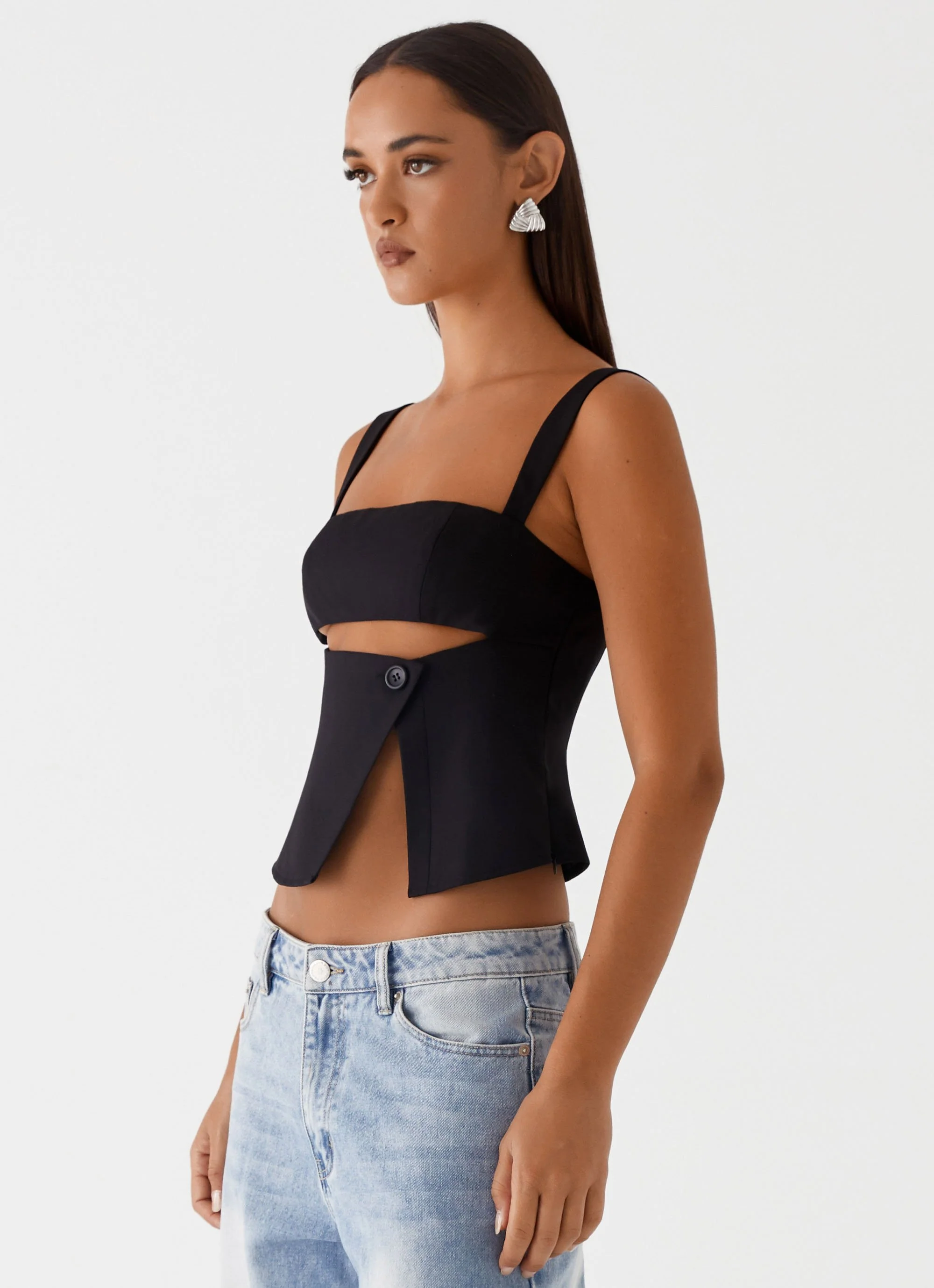 Pia Cut Out Top - Black - Image 3