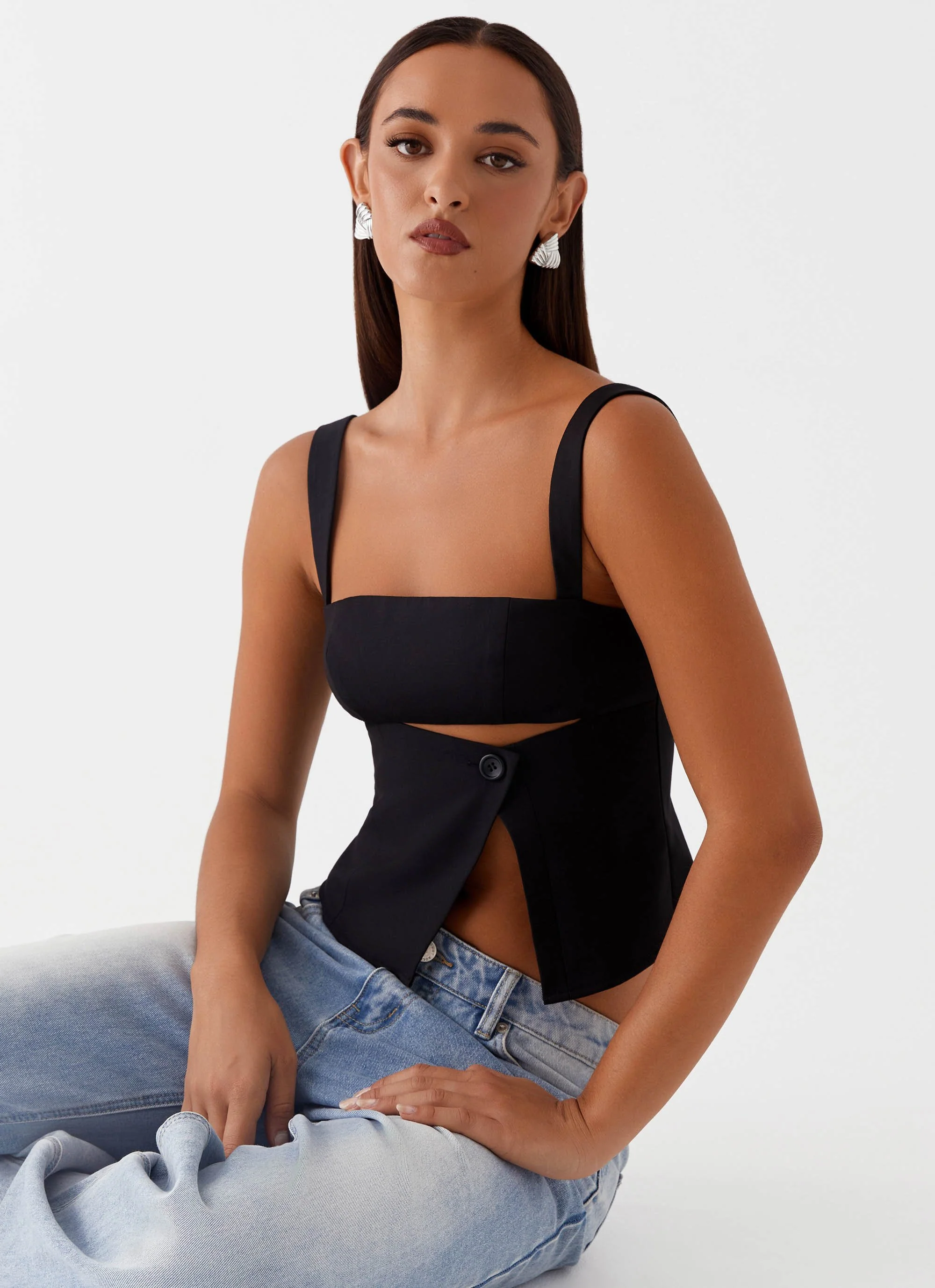 Pia Cut Out Top - Black - Image 5