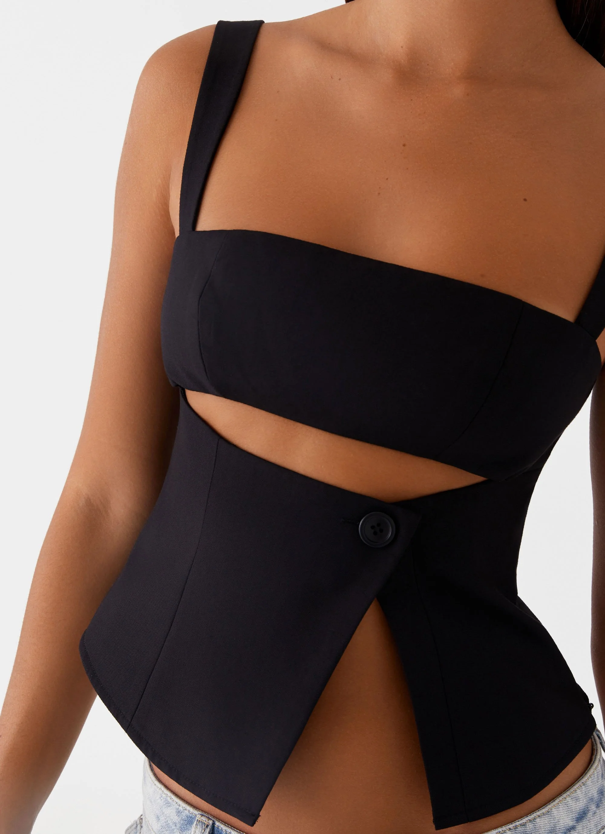 Pia Cut Out Top - Black - Image 6