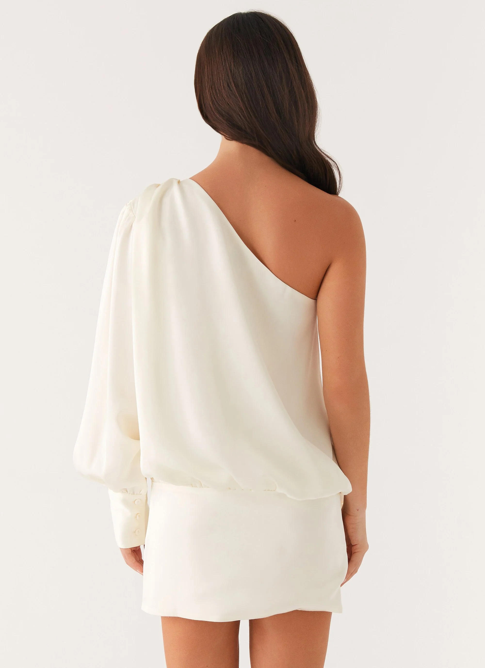 Pippie One Shoulder Mini Dress - Ivory - Image 4