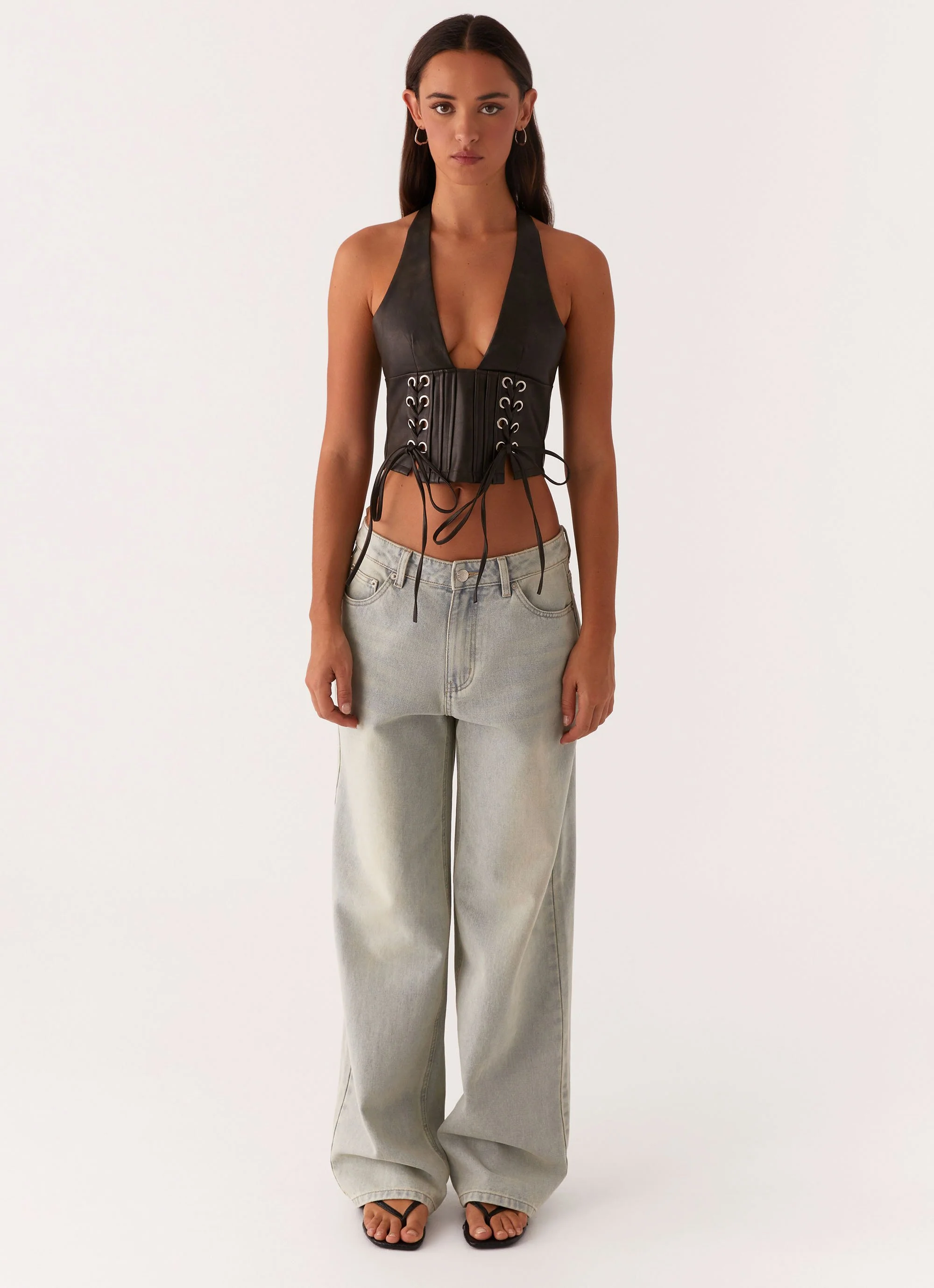 Playbook Halterneck Top - Vintage Brown - Image 2