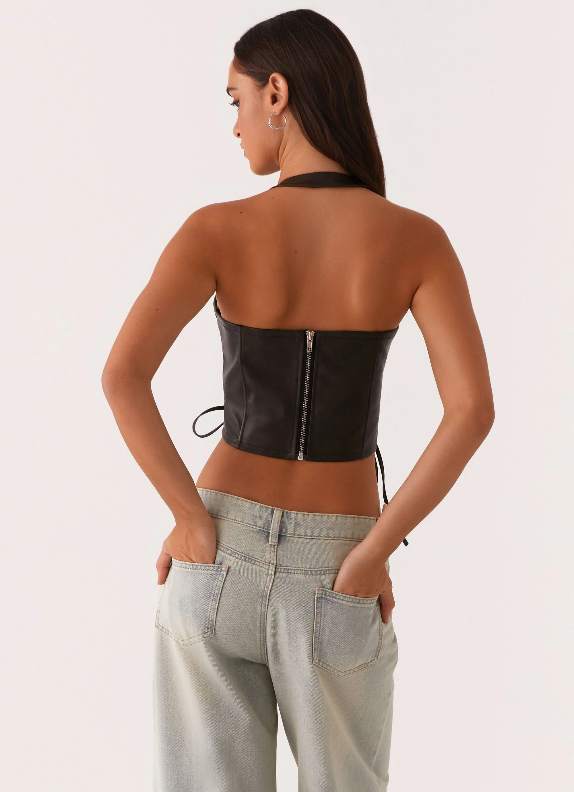 Playbook Halterneck Top - Vintage Brown - Image 4