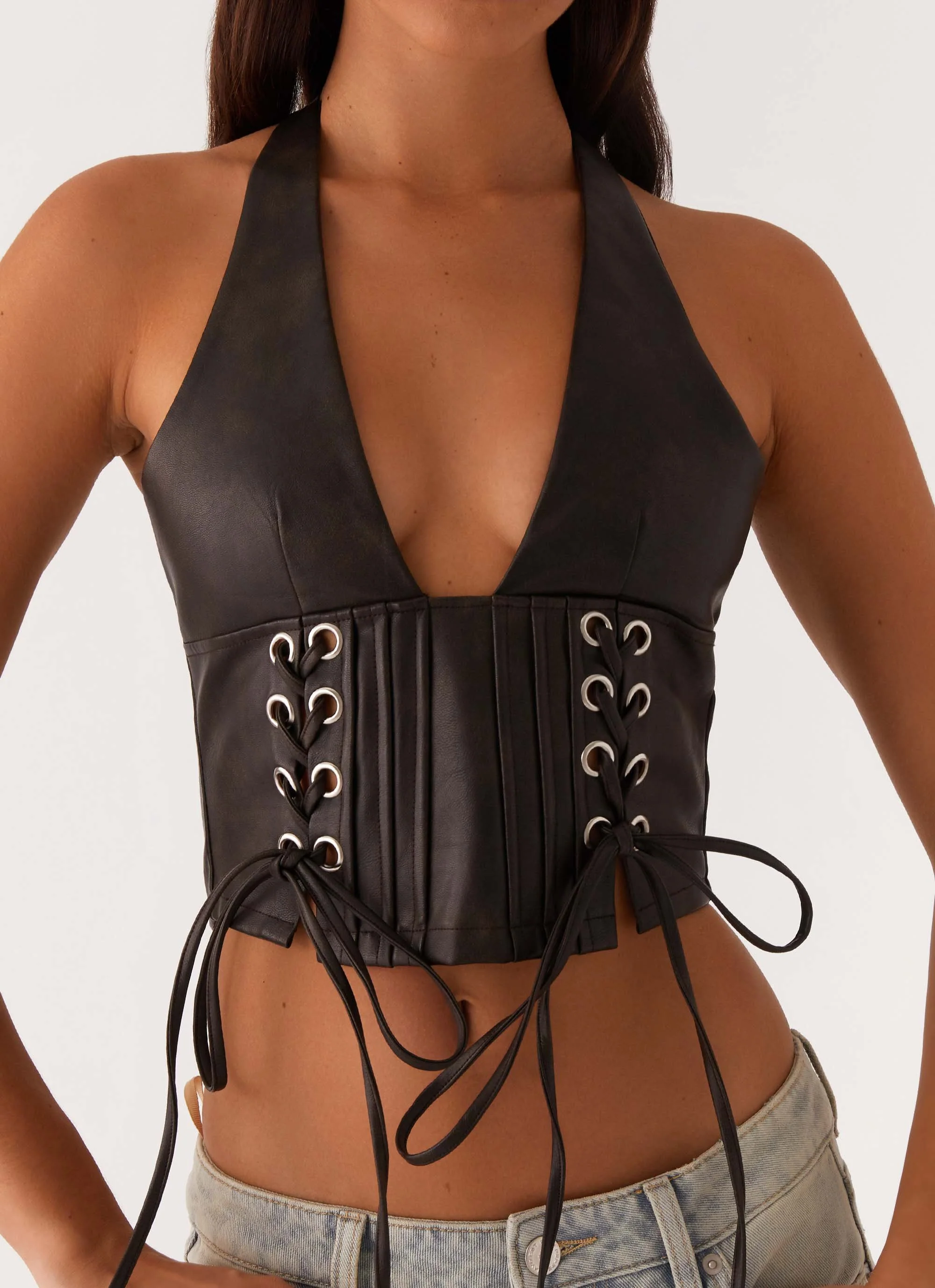 Playbook Halterneck Top - Vintage Brown - Image 5