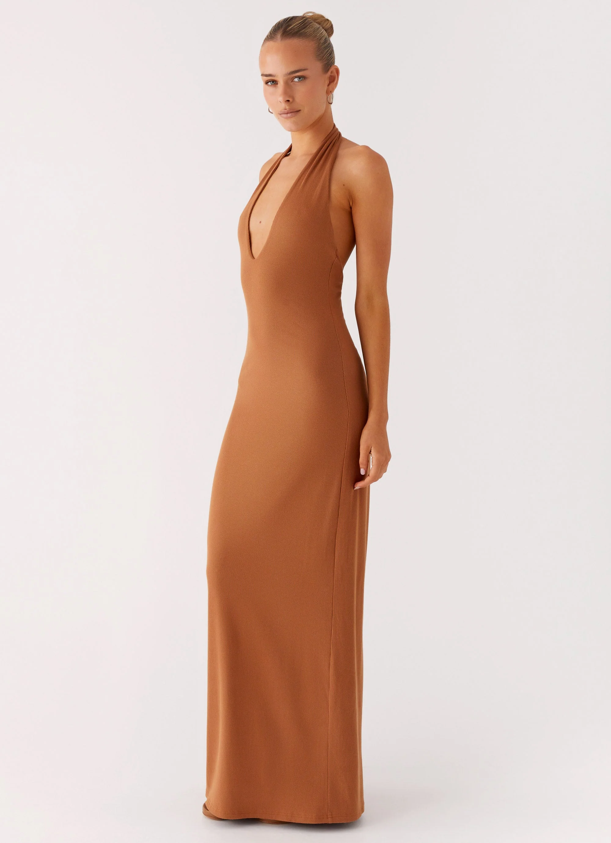 Plunge For You Maxi Dress - Tan - Image 5