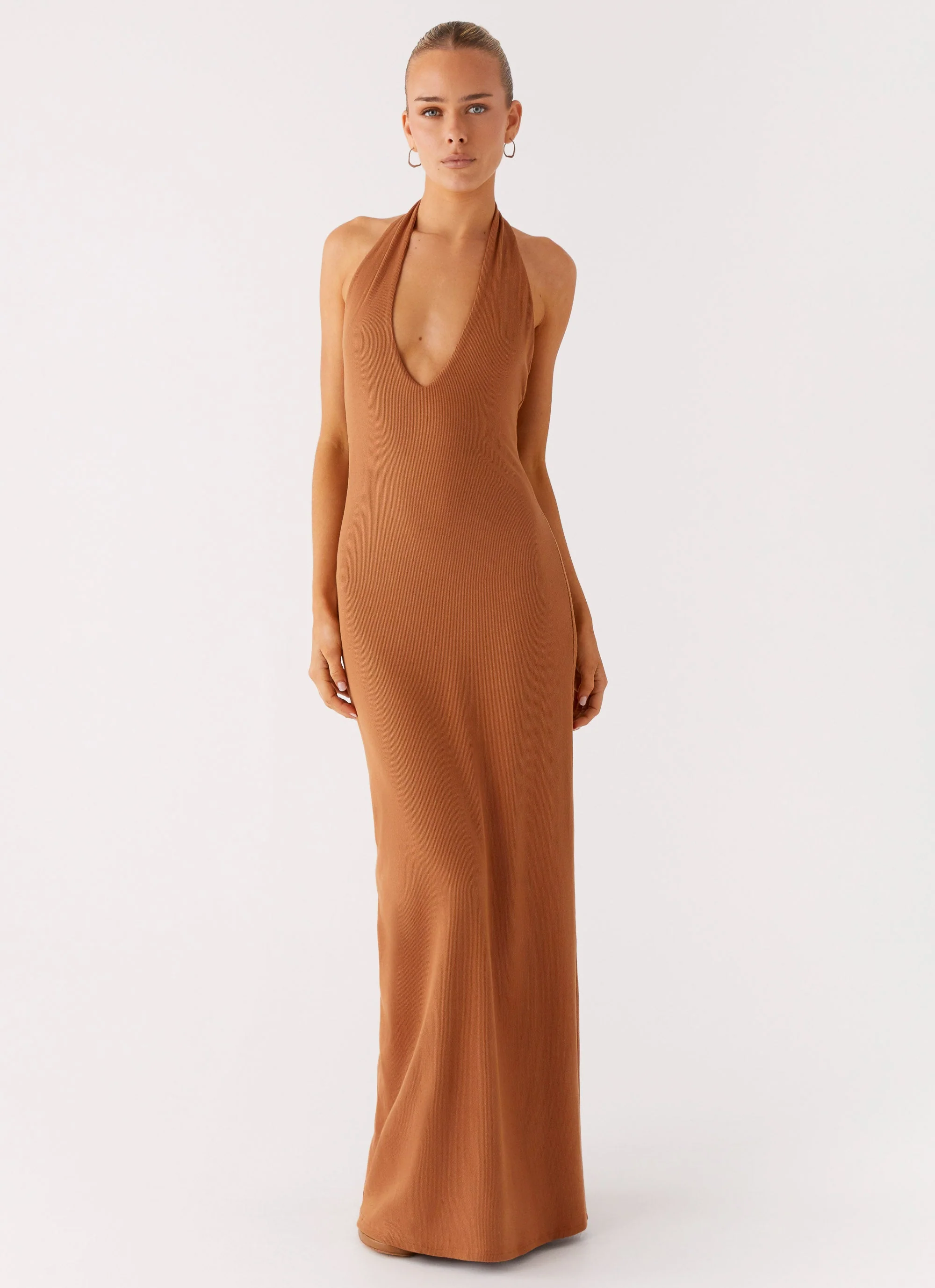 Plunge For You Maxi Dress - Tan - Image 6