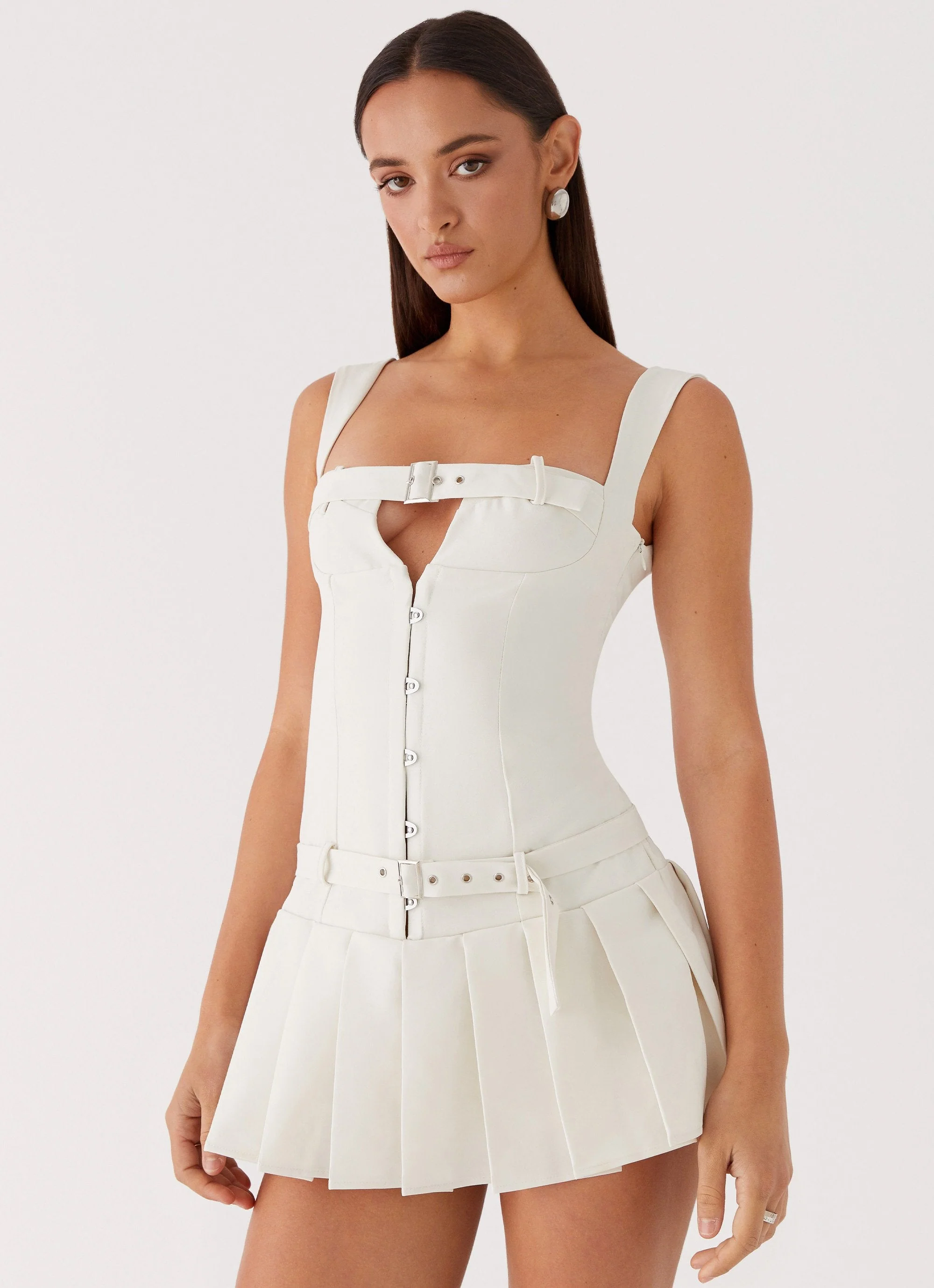 Poetic Justice Belt Mini Dress - White - Image 6