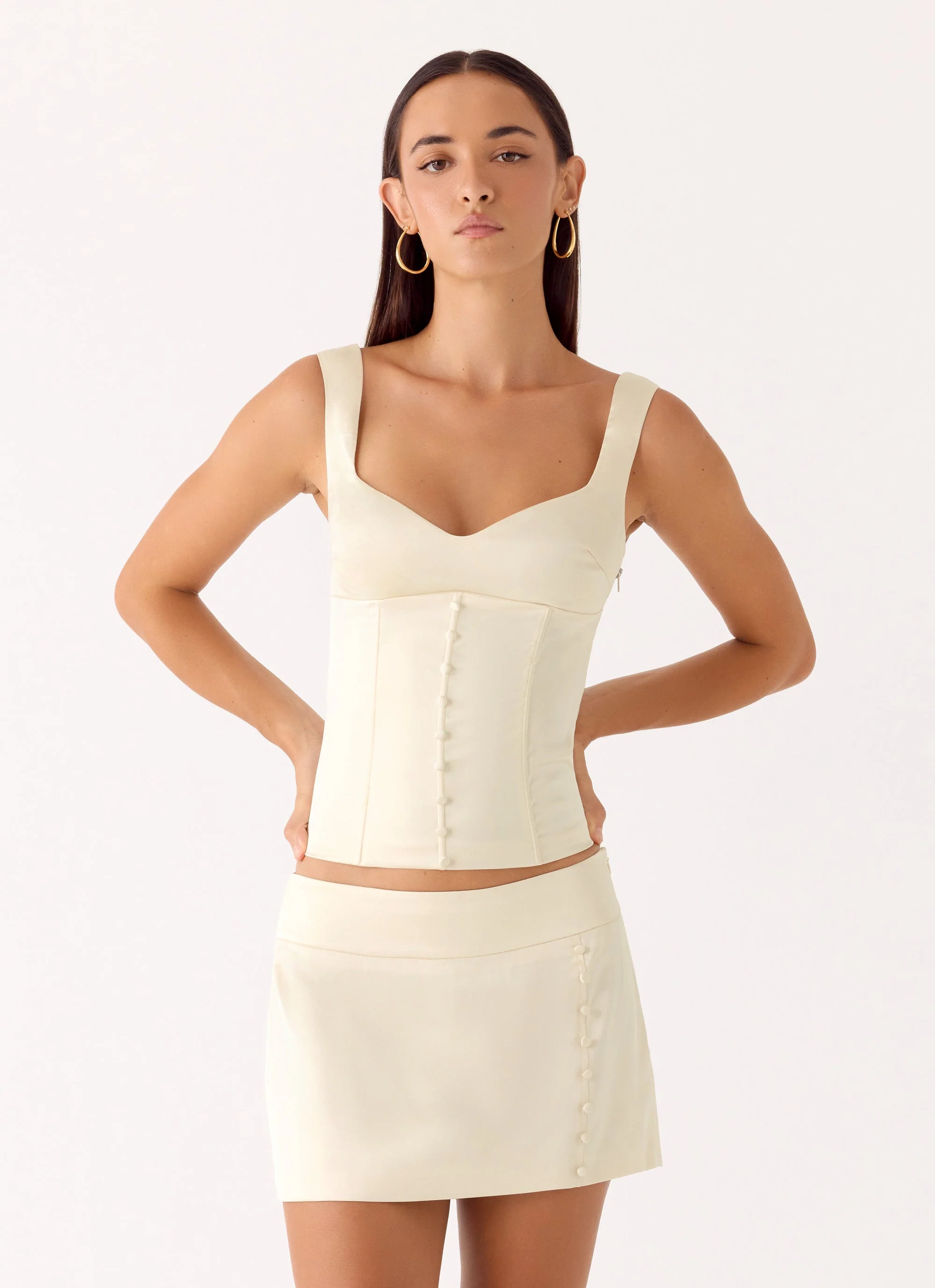 Posy Satin Top - Ivory - Image 2