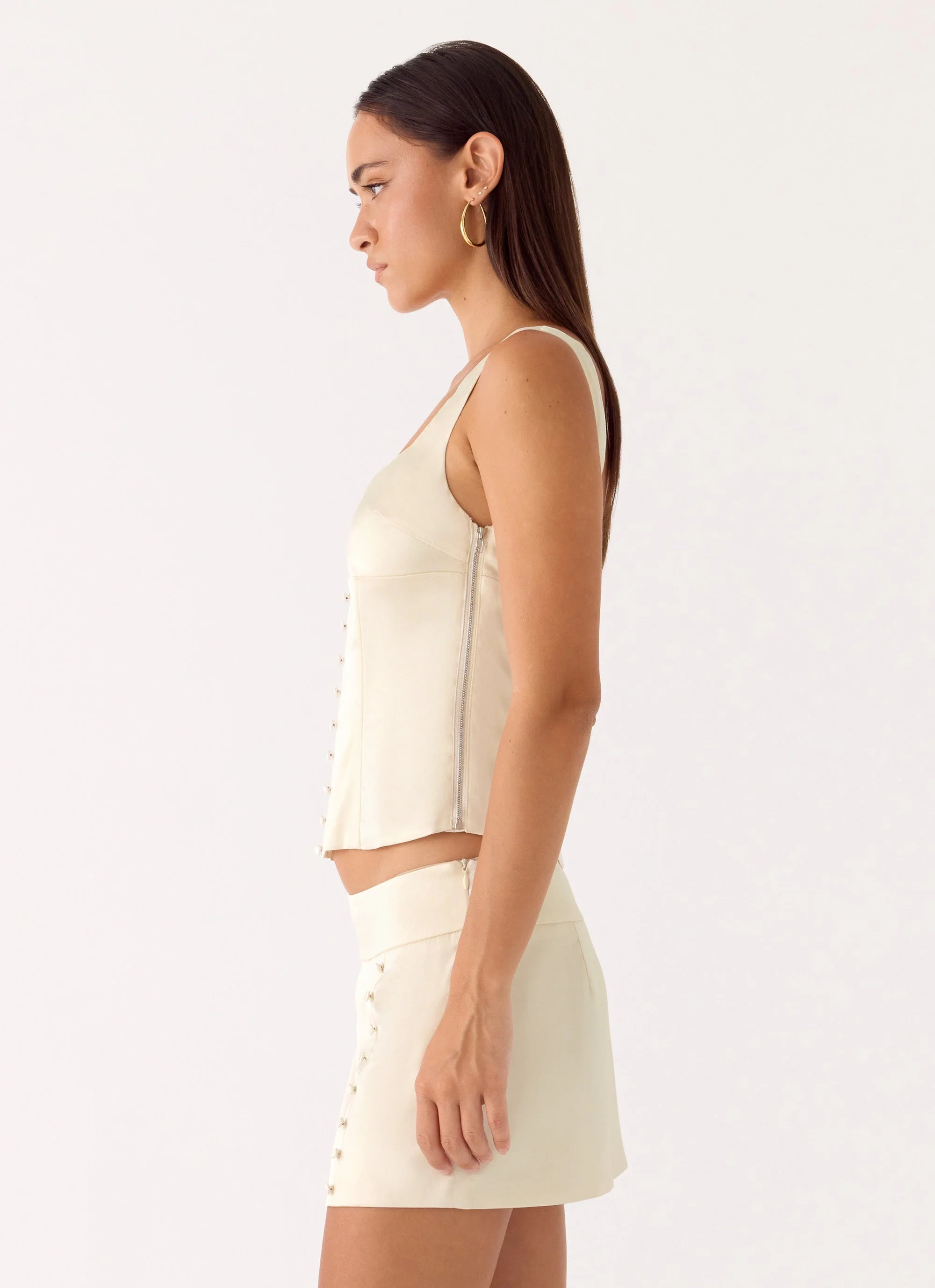 Posy Satin Top - Ivory - Image 3