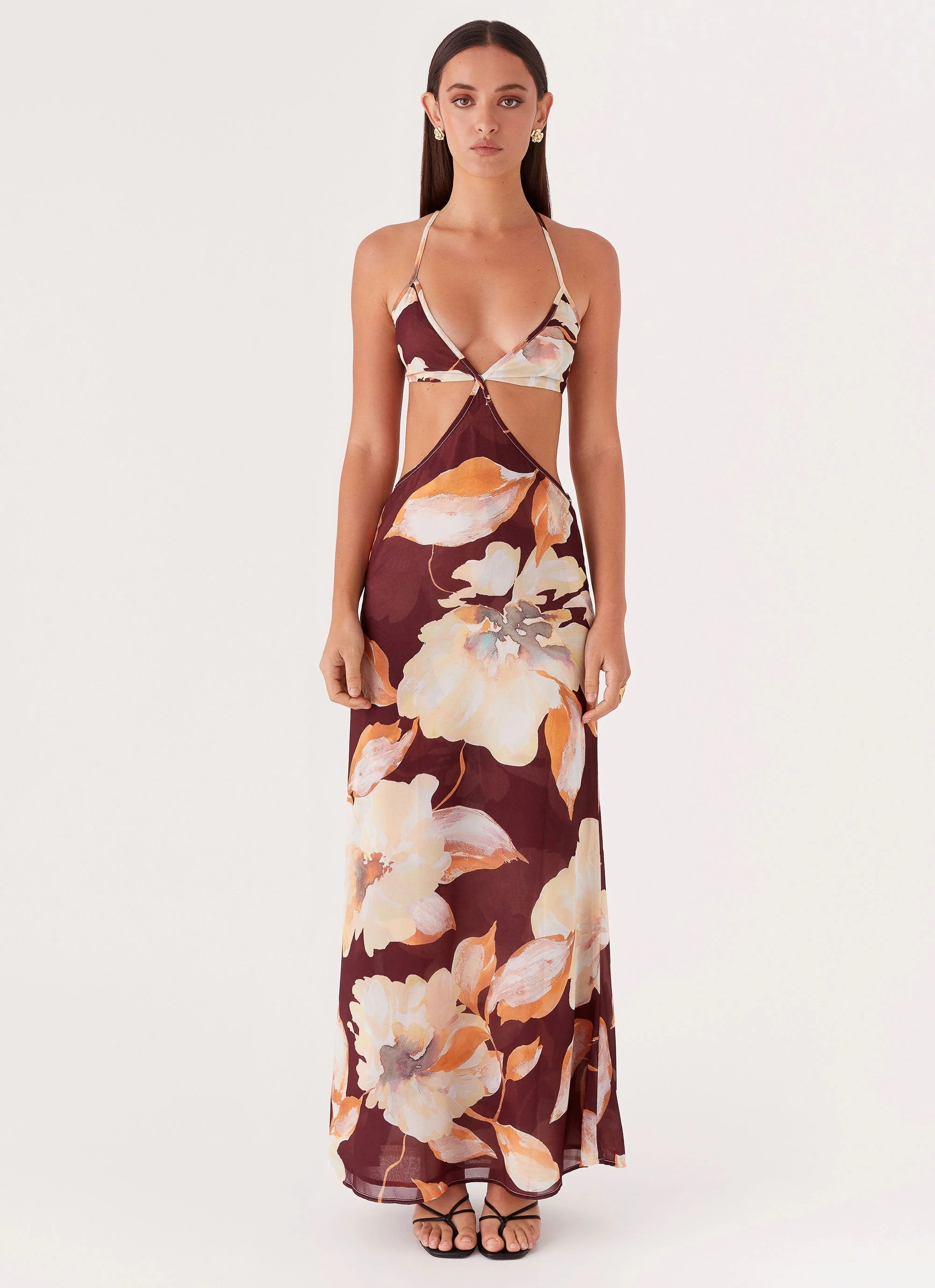 Primrose Daydream Maxi Dress - Brown Floral - Image 3