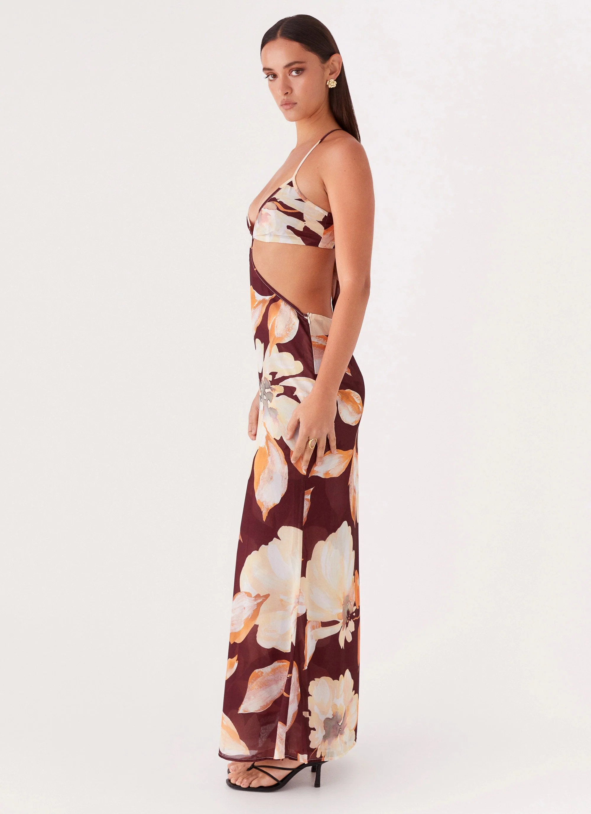 Primrose Daydream Maxi Dress - Brown Floral - Image 4