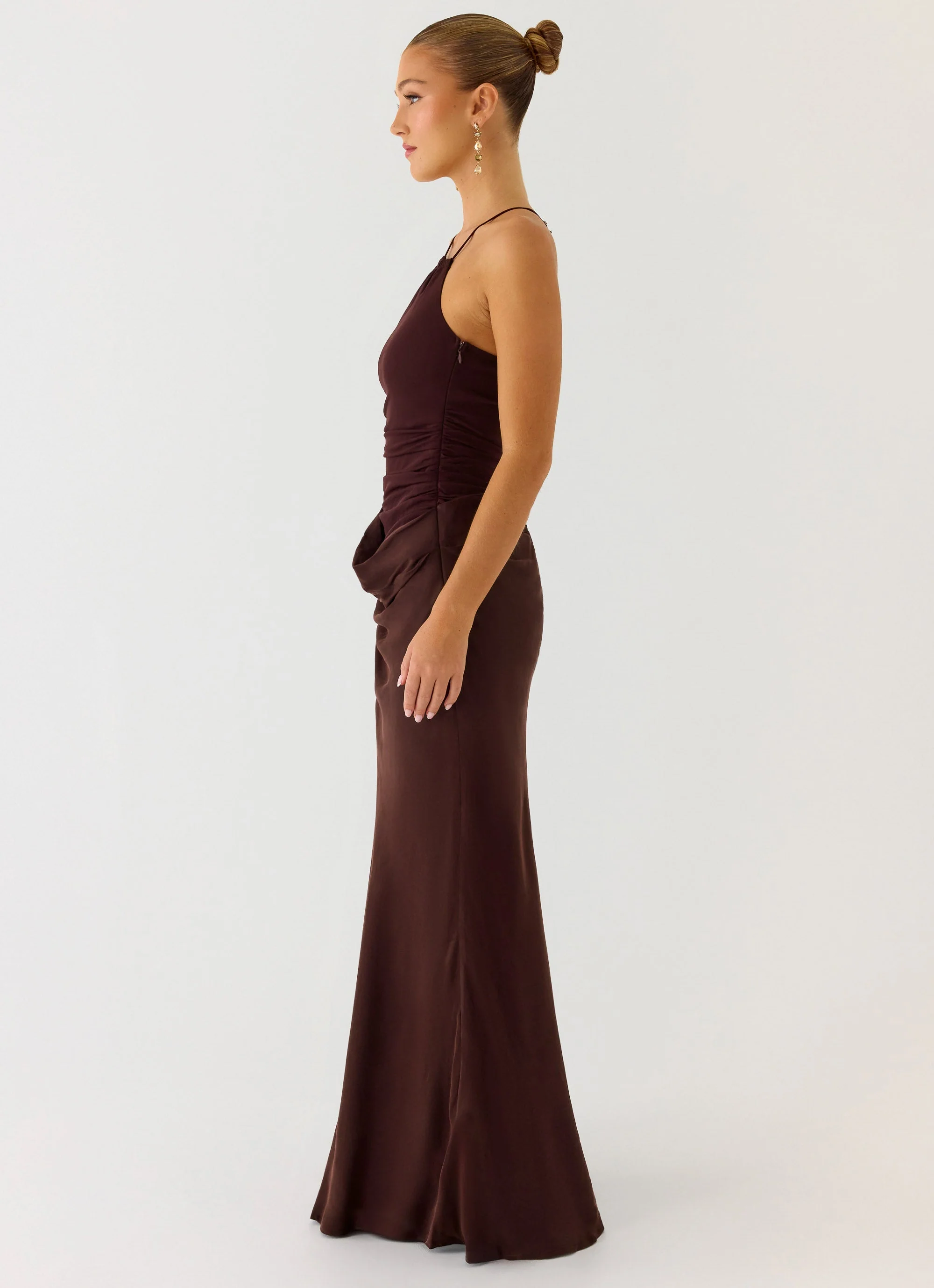 Pristin Cupro Maxi Dress - Cool Chocolate - Image 3