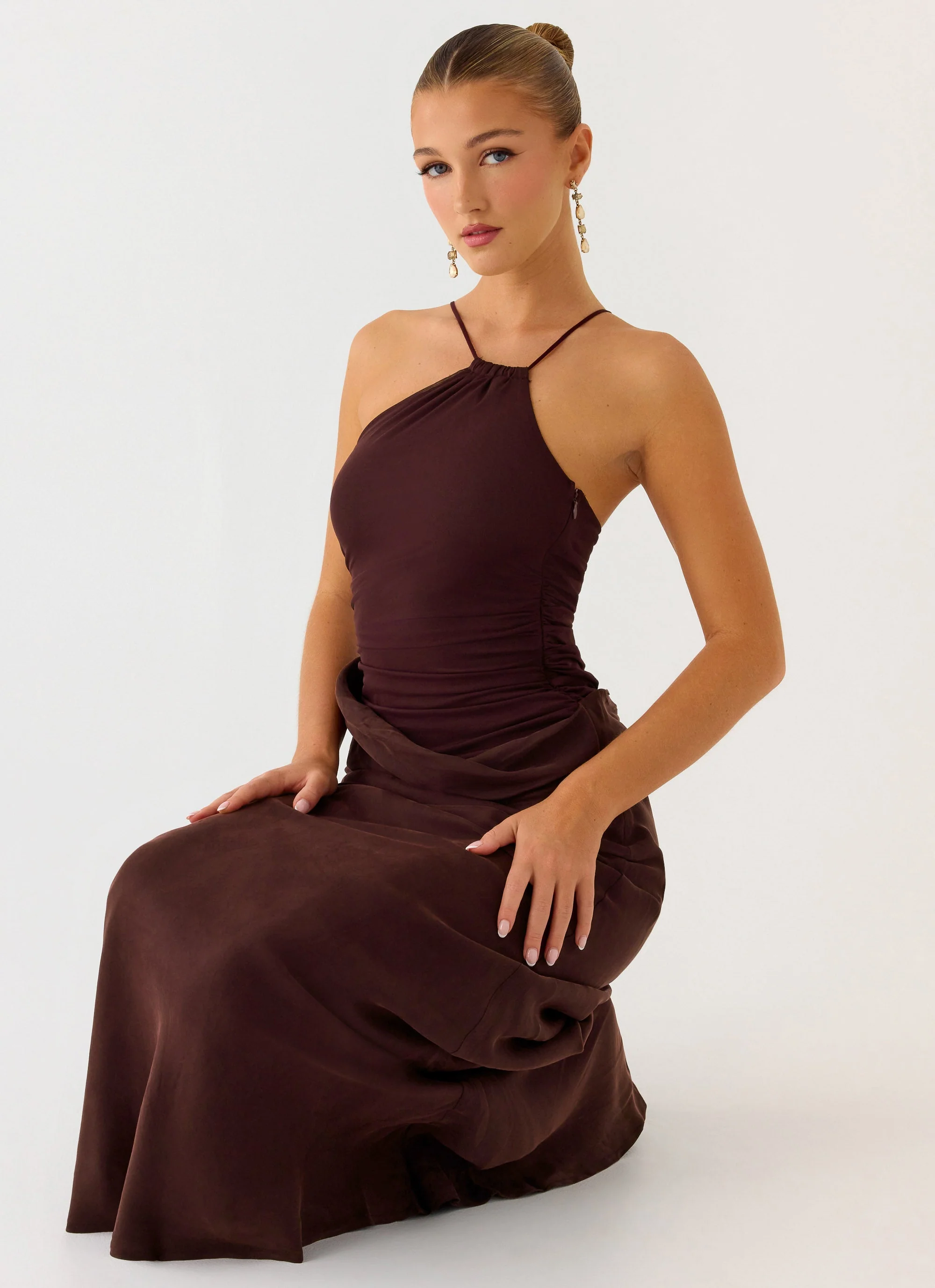 Pristin Cupro Maxi Dress - Cool Chocolate - Image 6