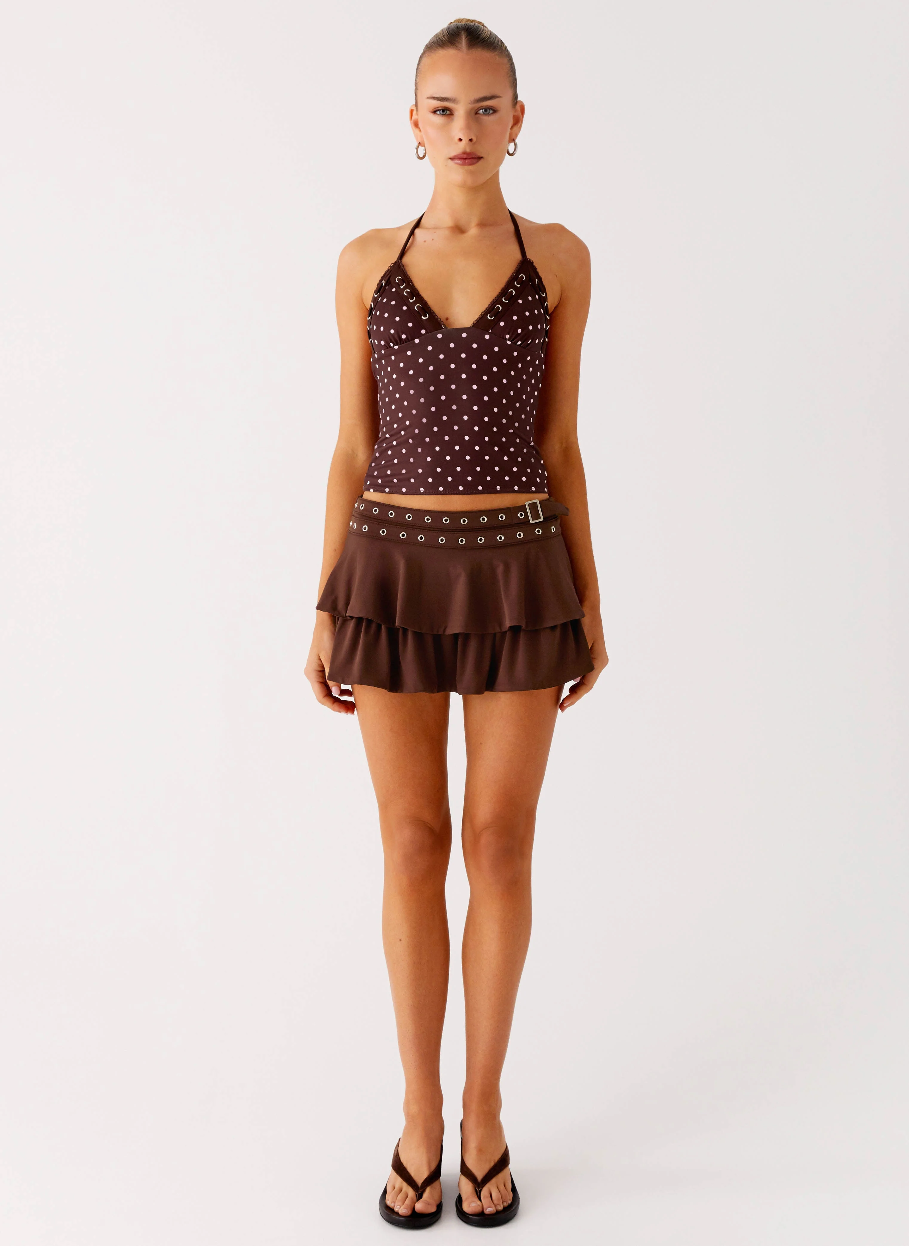 Prologue Belt Mini Skort - Chocolate - Image 2
