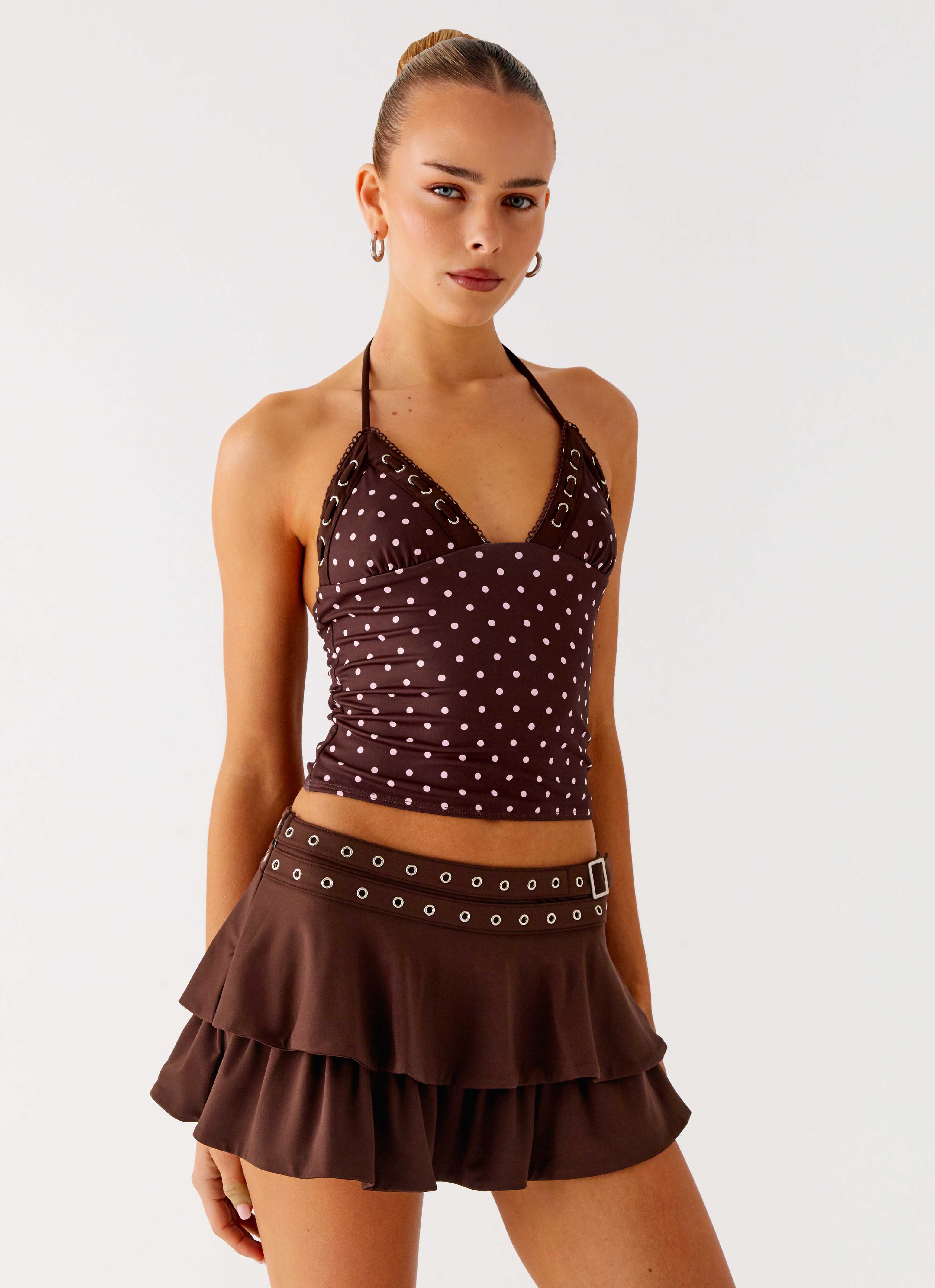 Prologue Belt Mini Skort - Chocolate - Image 7