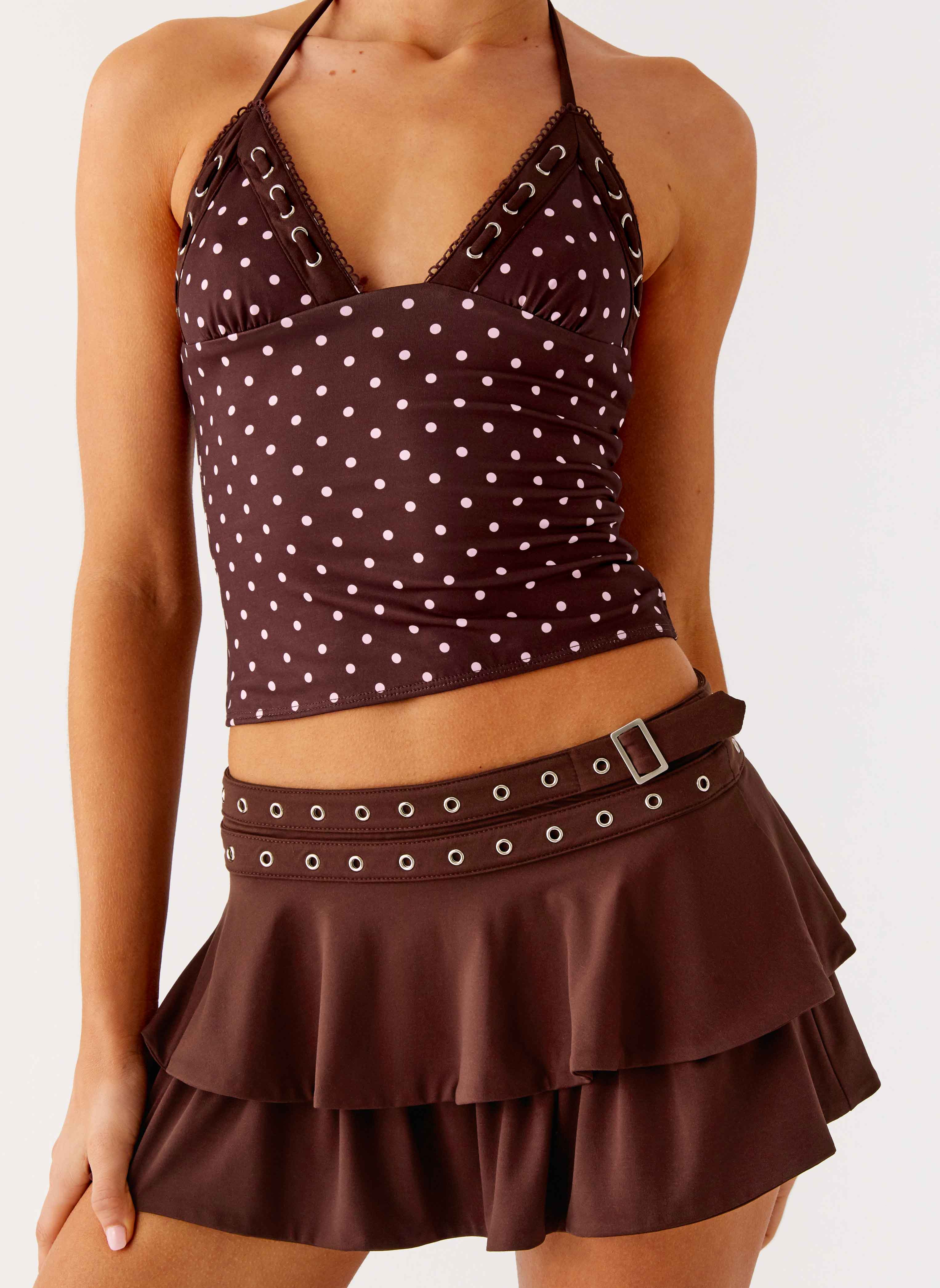Prologue Belt Mini Skort - Chocolate - Image 8