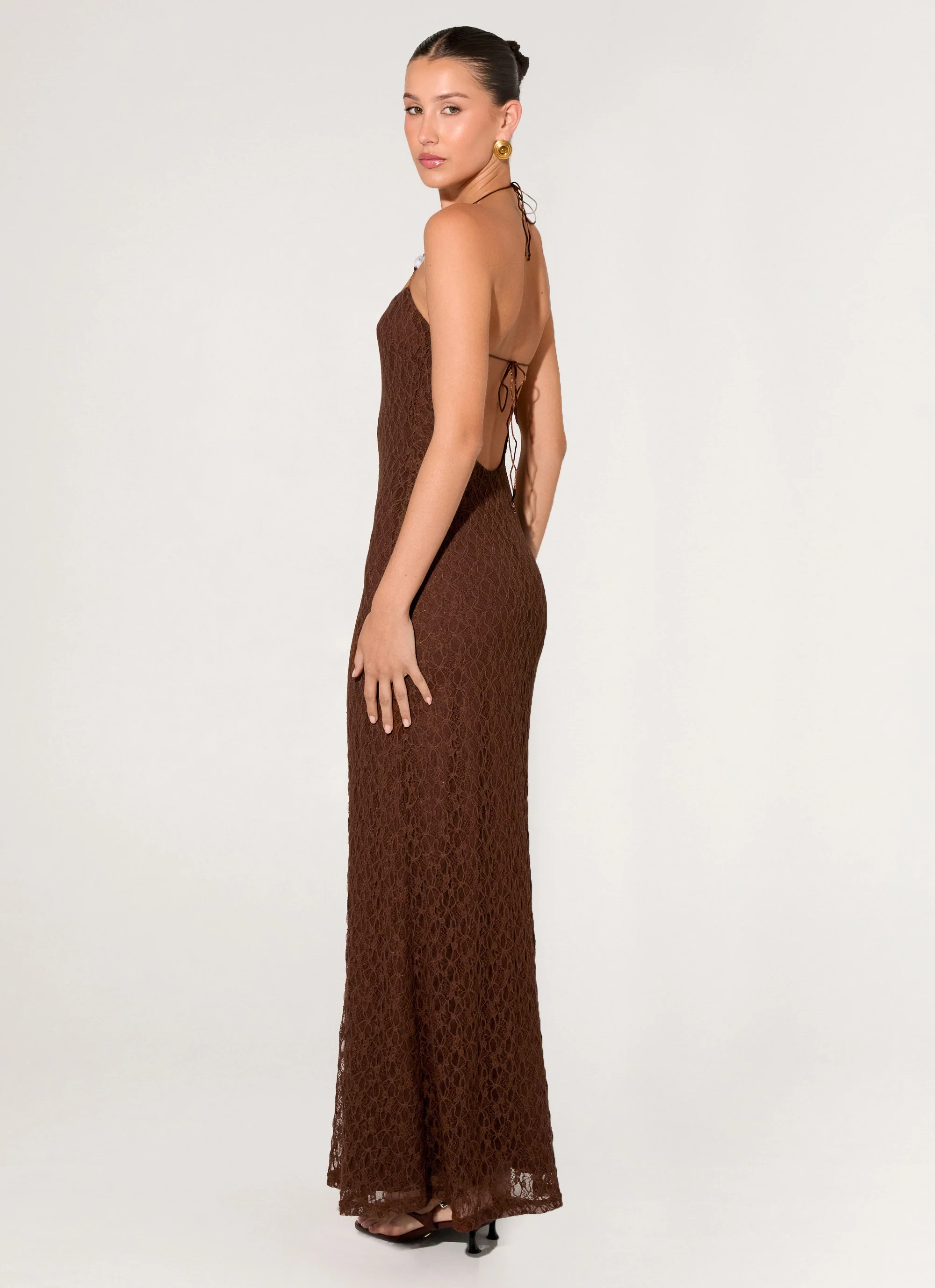 Promise Me Lace Maxi Dress - Chocolate - Image 6