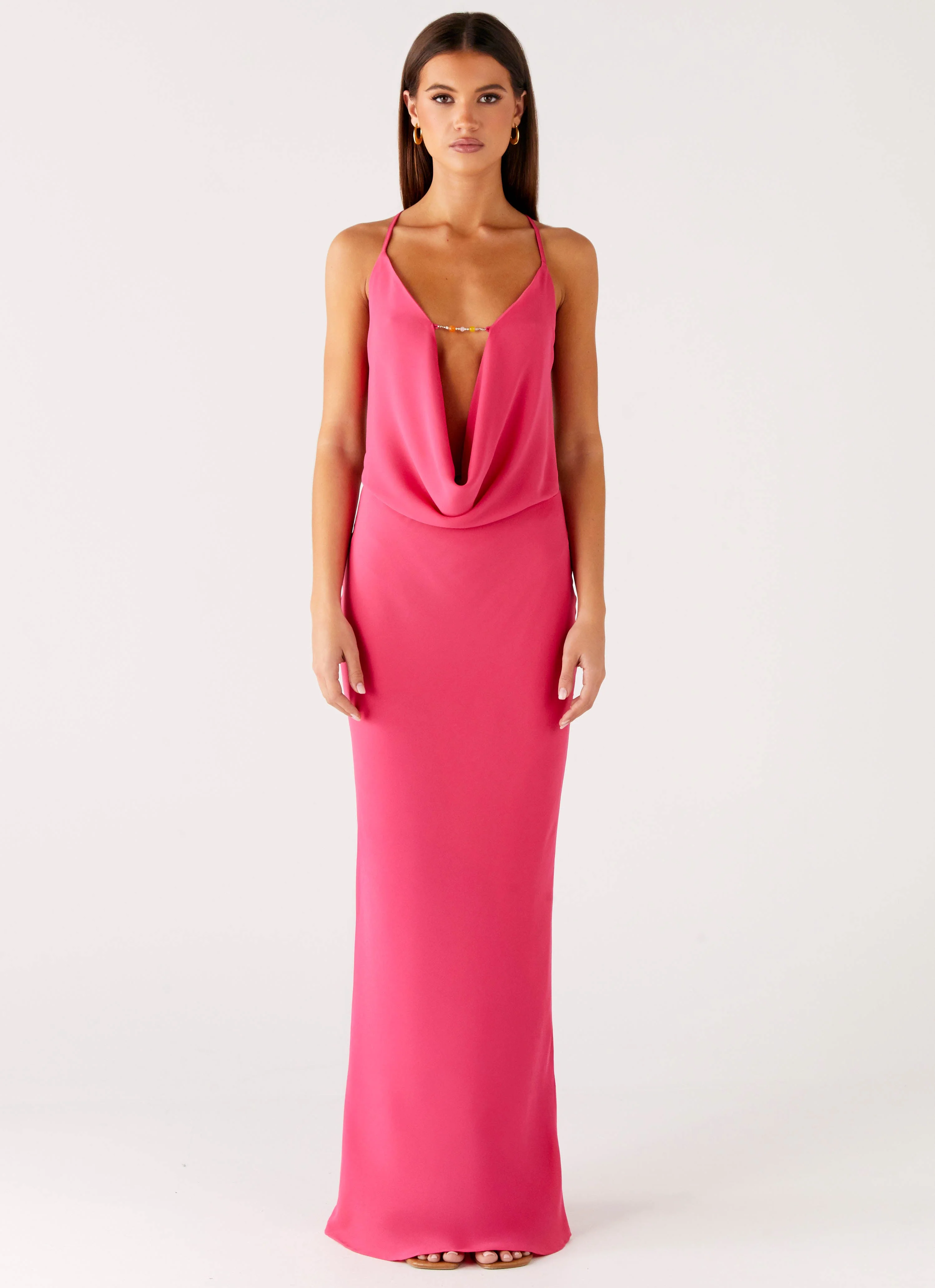 Pure Heart Cowl Maxi Dress - Fuchsia - Image 3