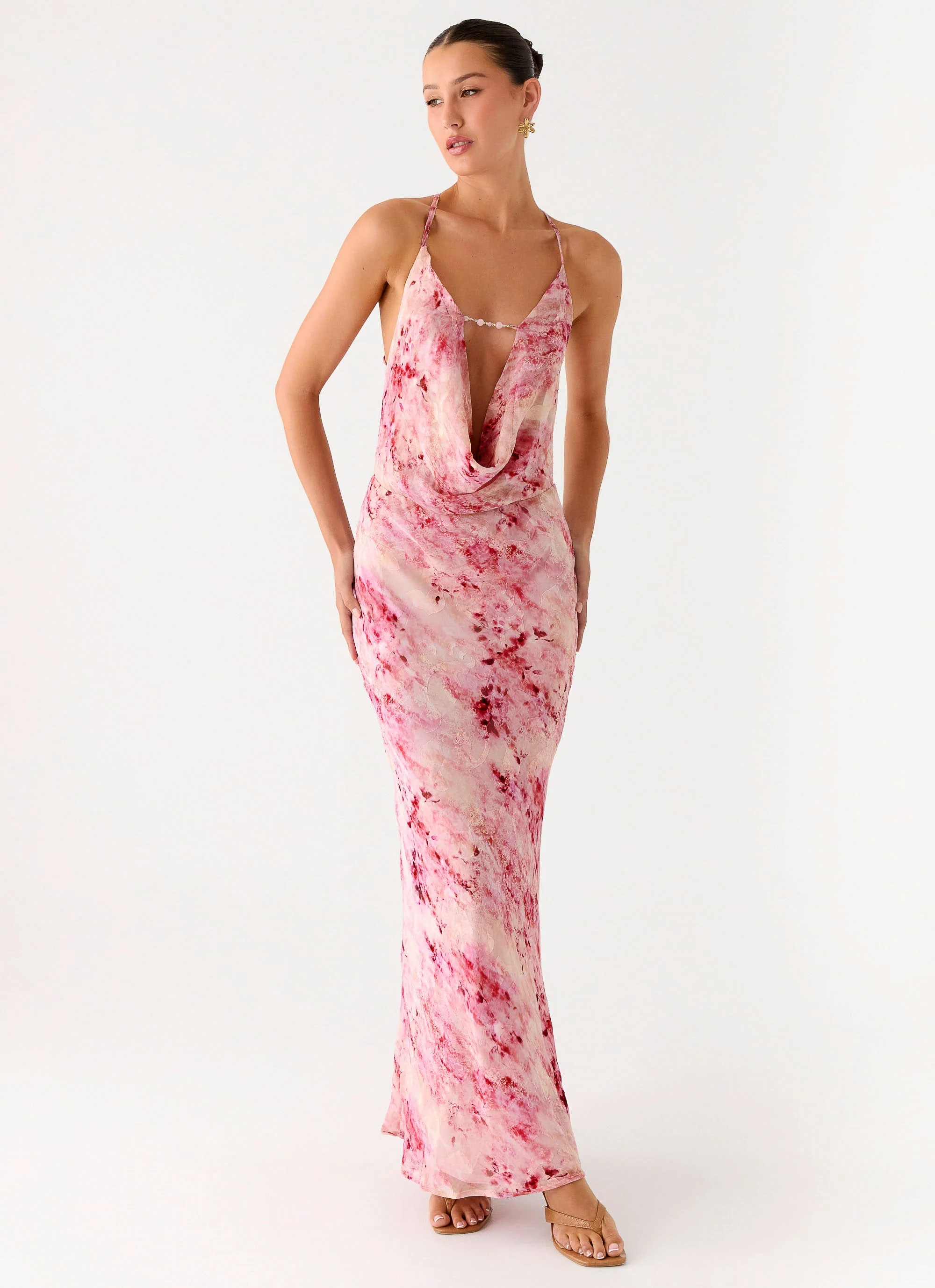 Pure Heart Cowl Maxi Dress - Pink - Image 8