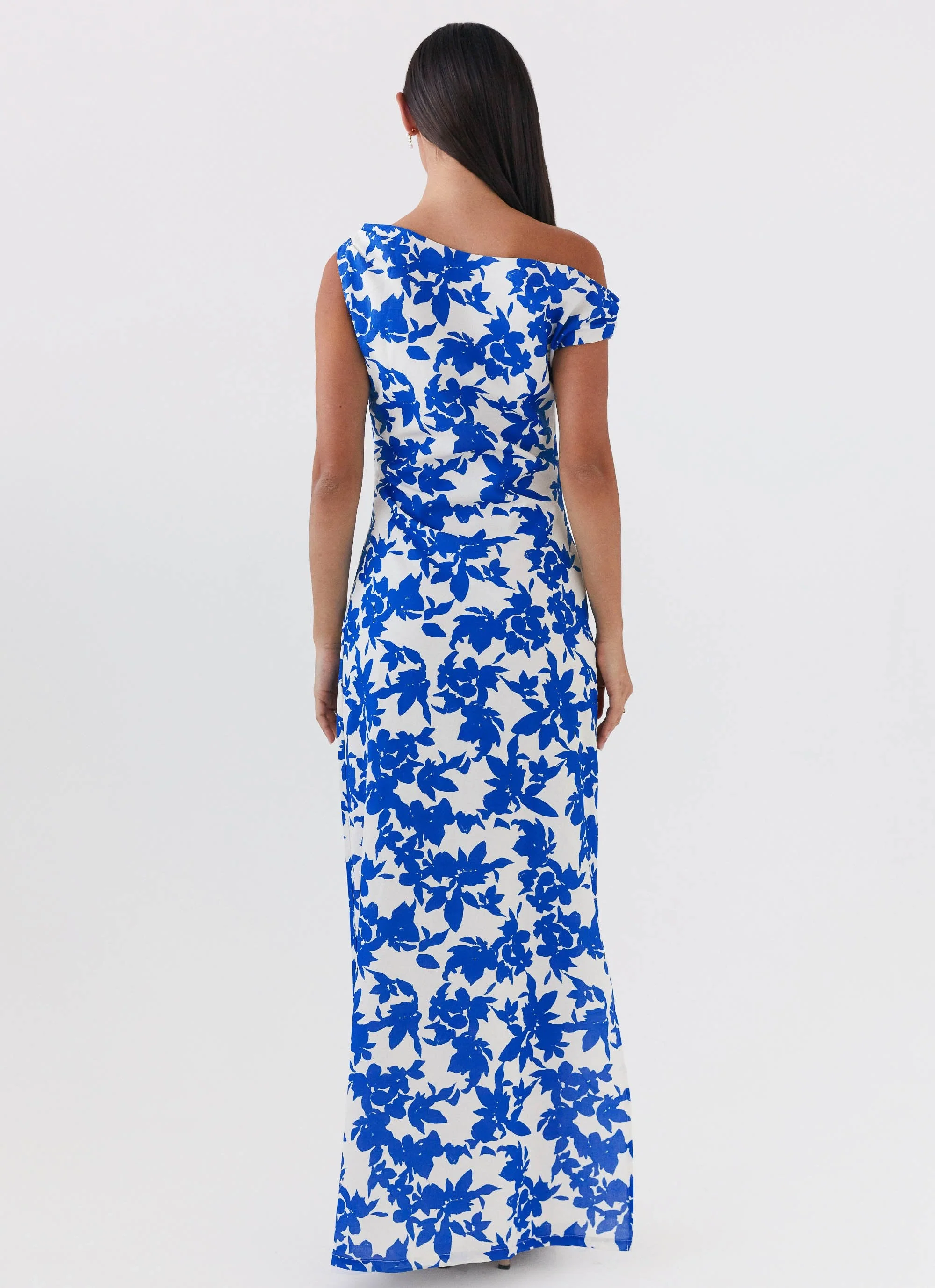 Pyper Off Shoulder Maxi Dress - Blue Floral - Image 5