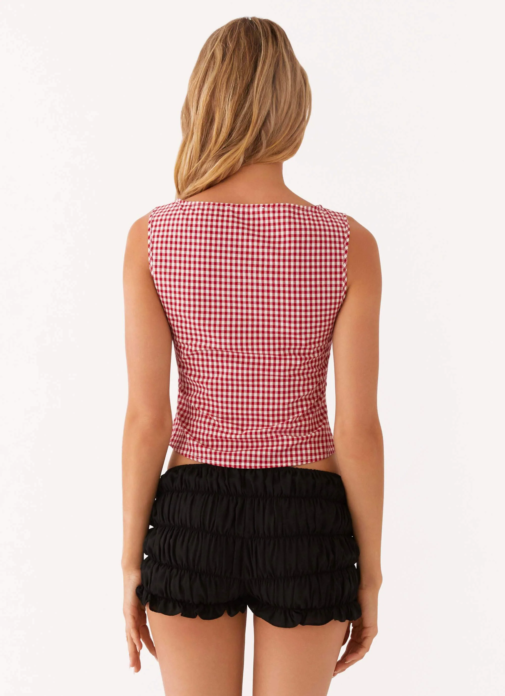 Quincy Top - Maroon Gingham - Image 4