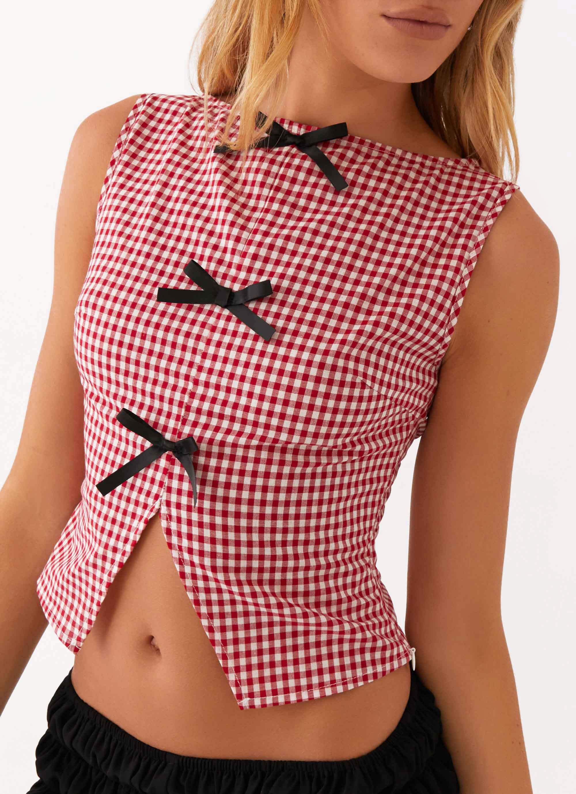 Quincy Top - Maroon Gingham - Image 6