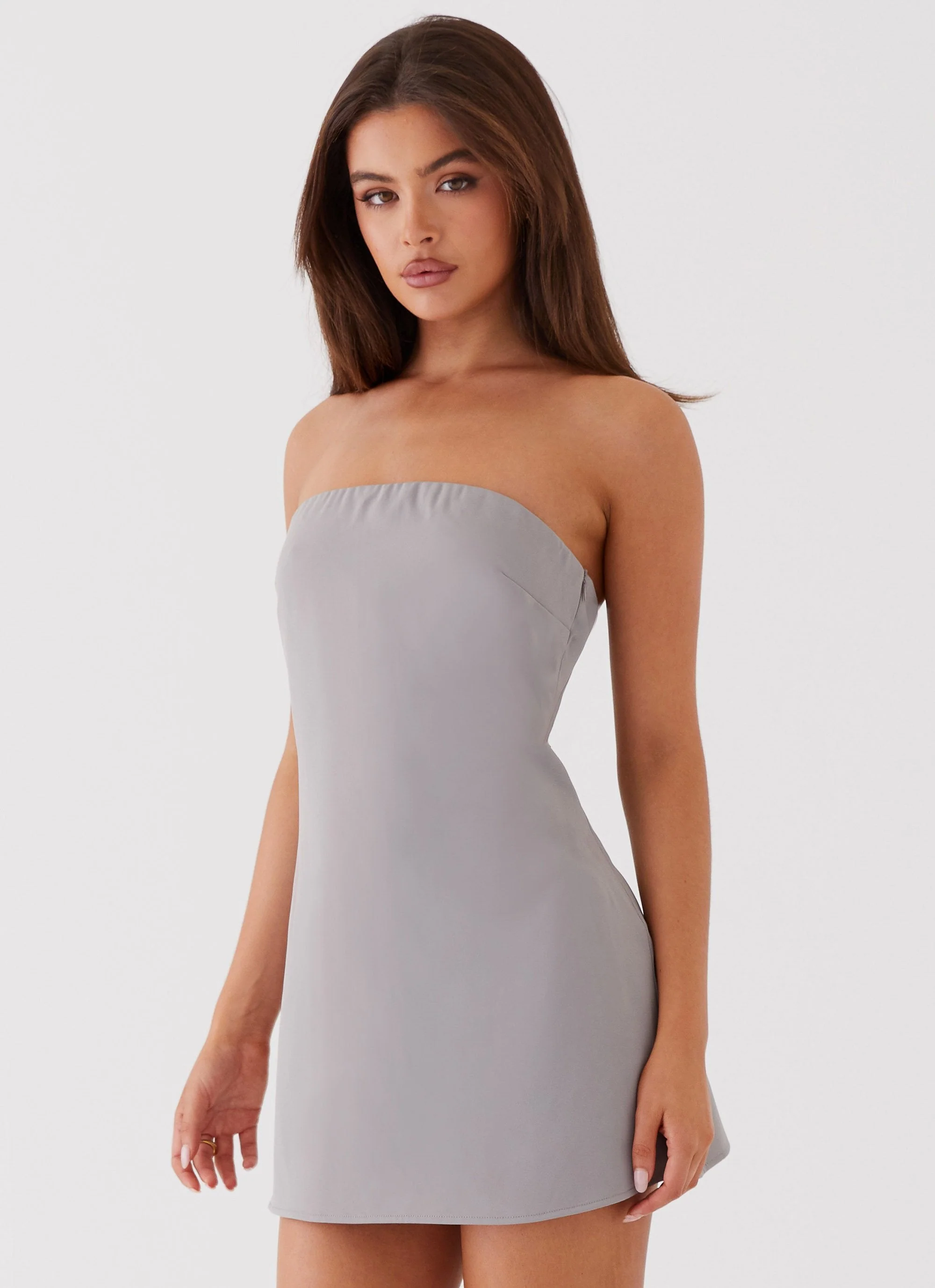 Rachel Strapless Mini Dress - Grey - Image 4
