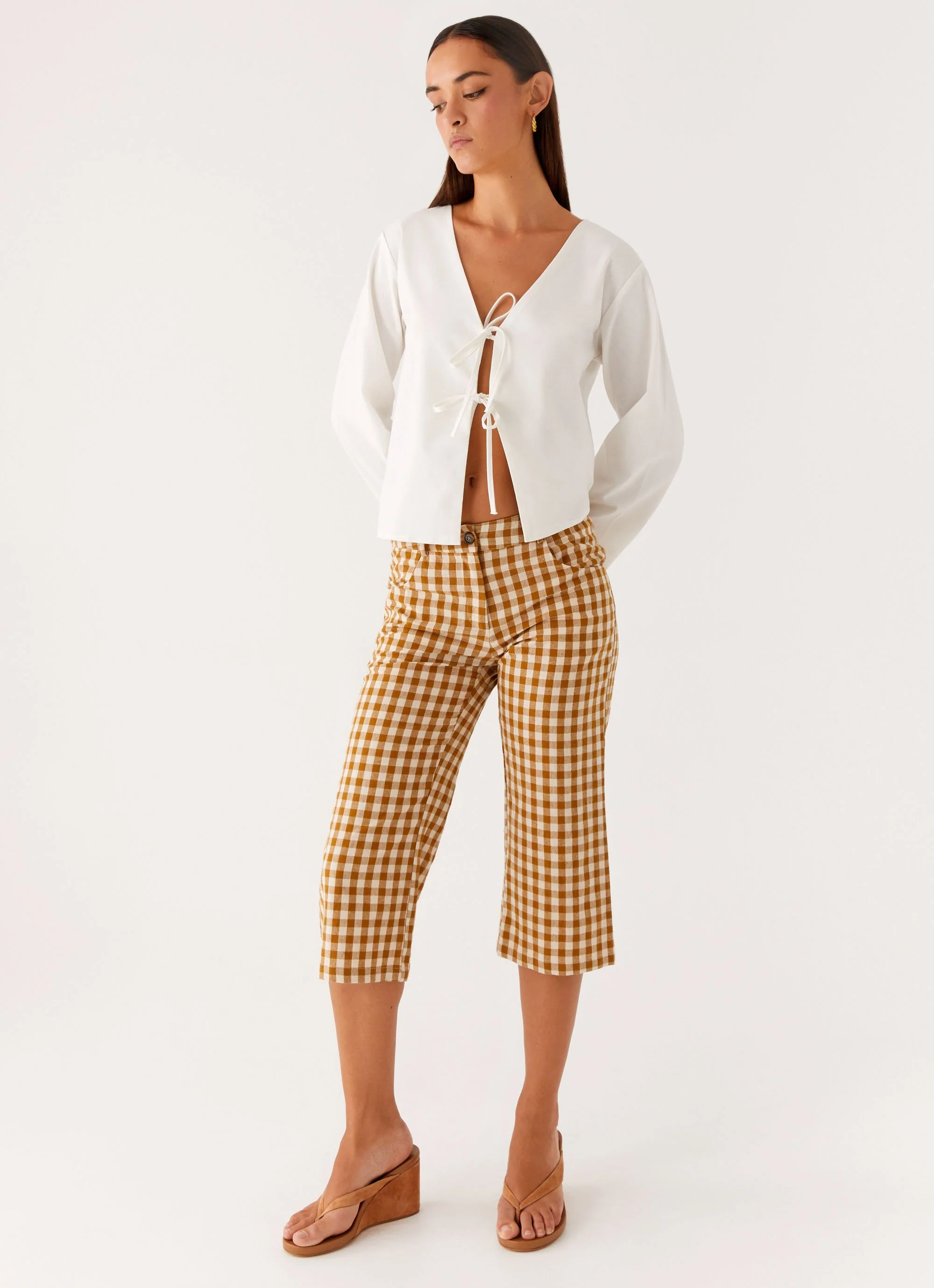 Radley Capri Pants - Brown Gingham - Image 6