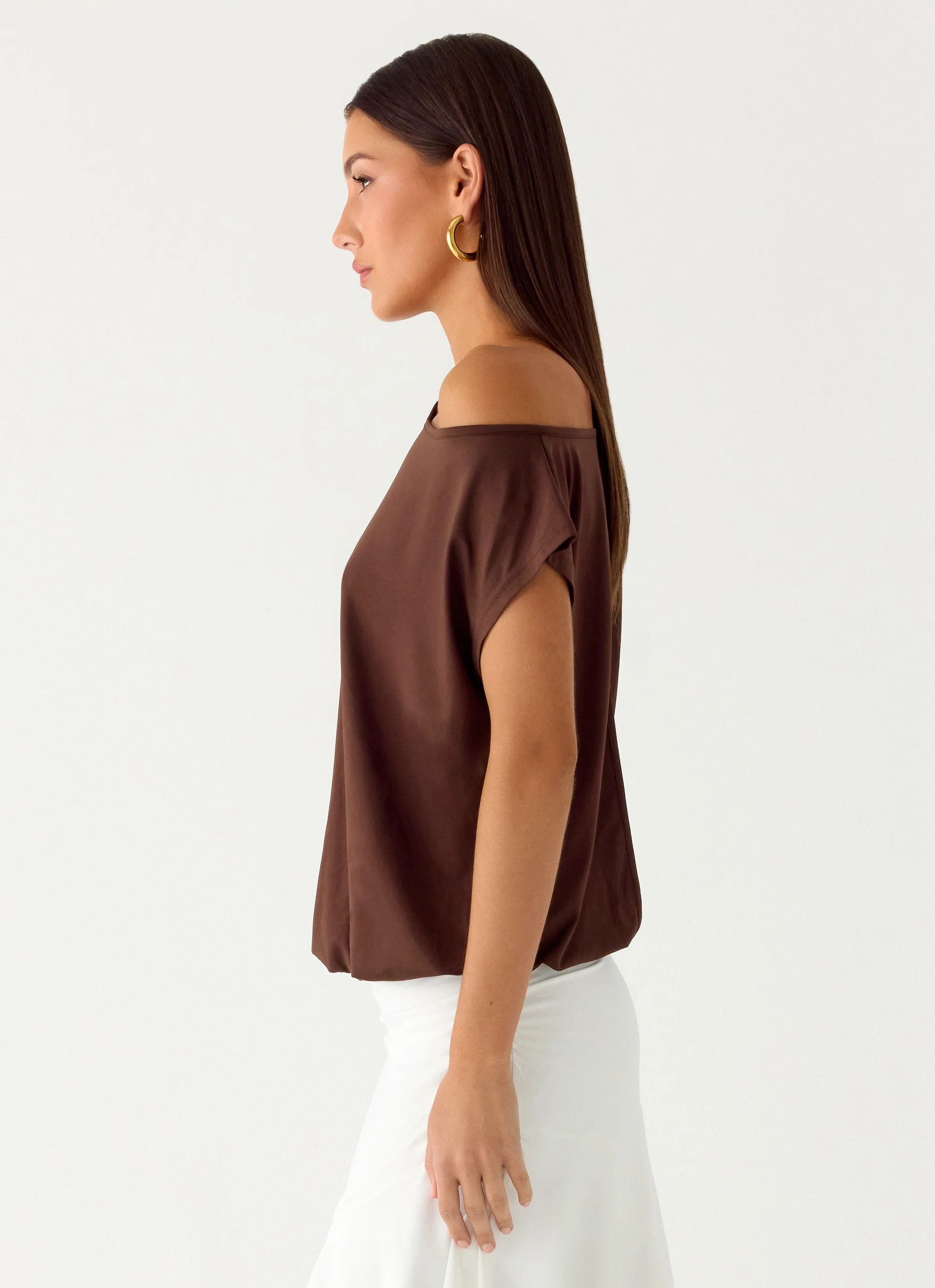 Raeni Off Shoulder Top - Chocolate - Image 3